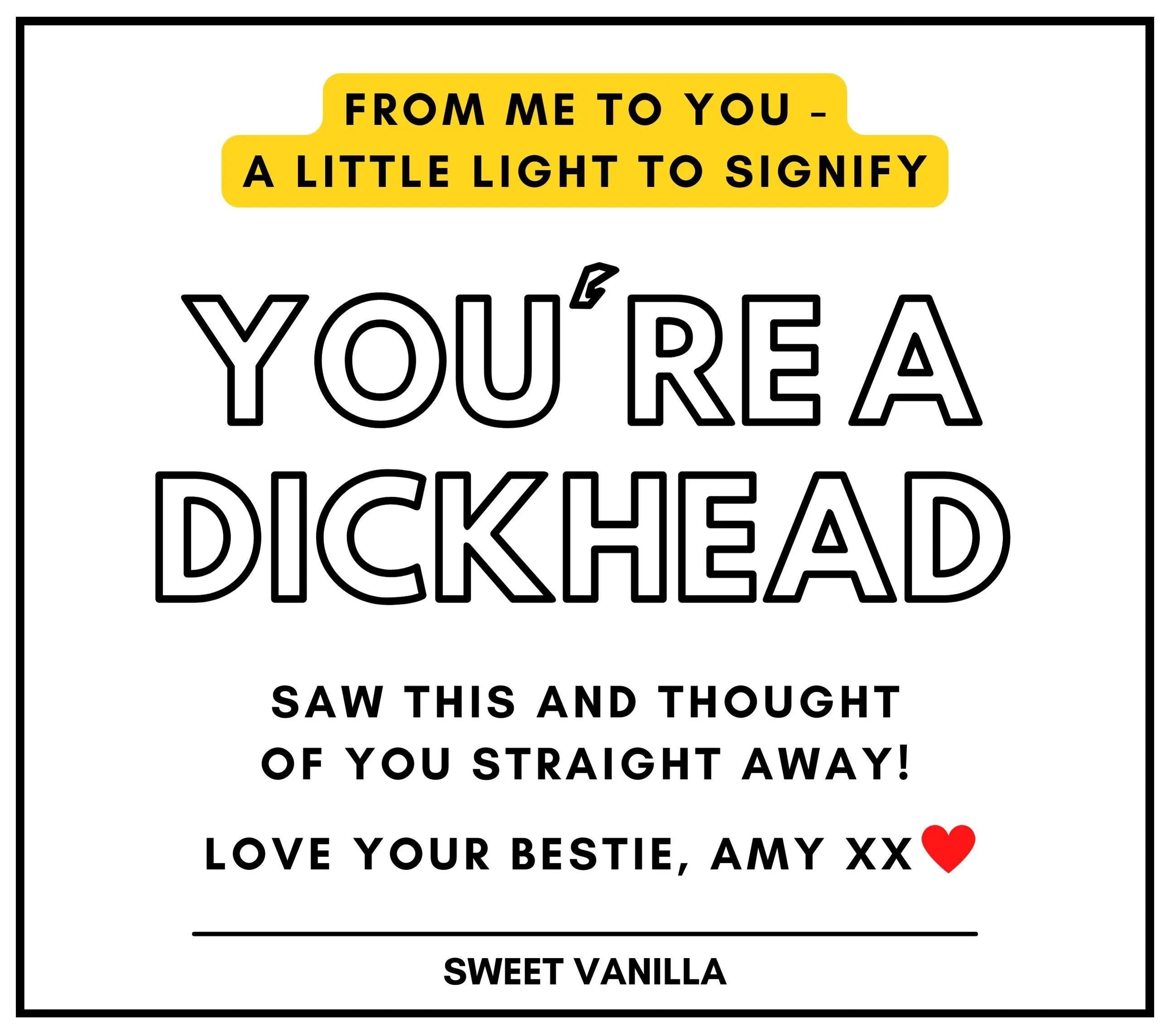 Dickhead Candle | Funny Candle | Novelty Gift | Dickhead Gift | You're A Dickhead | Gift for Him | Gifts for Her | Novelty Gifts | Rude Gift Etsy