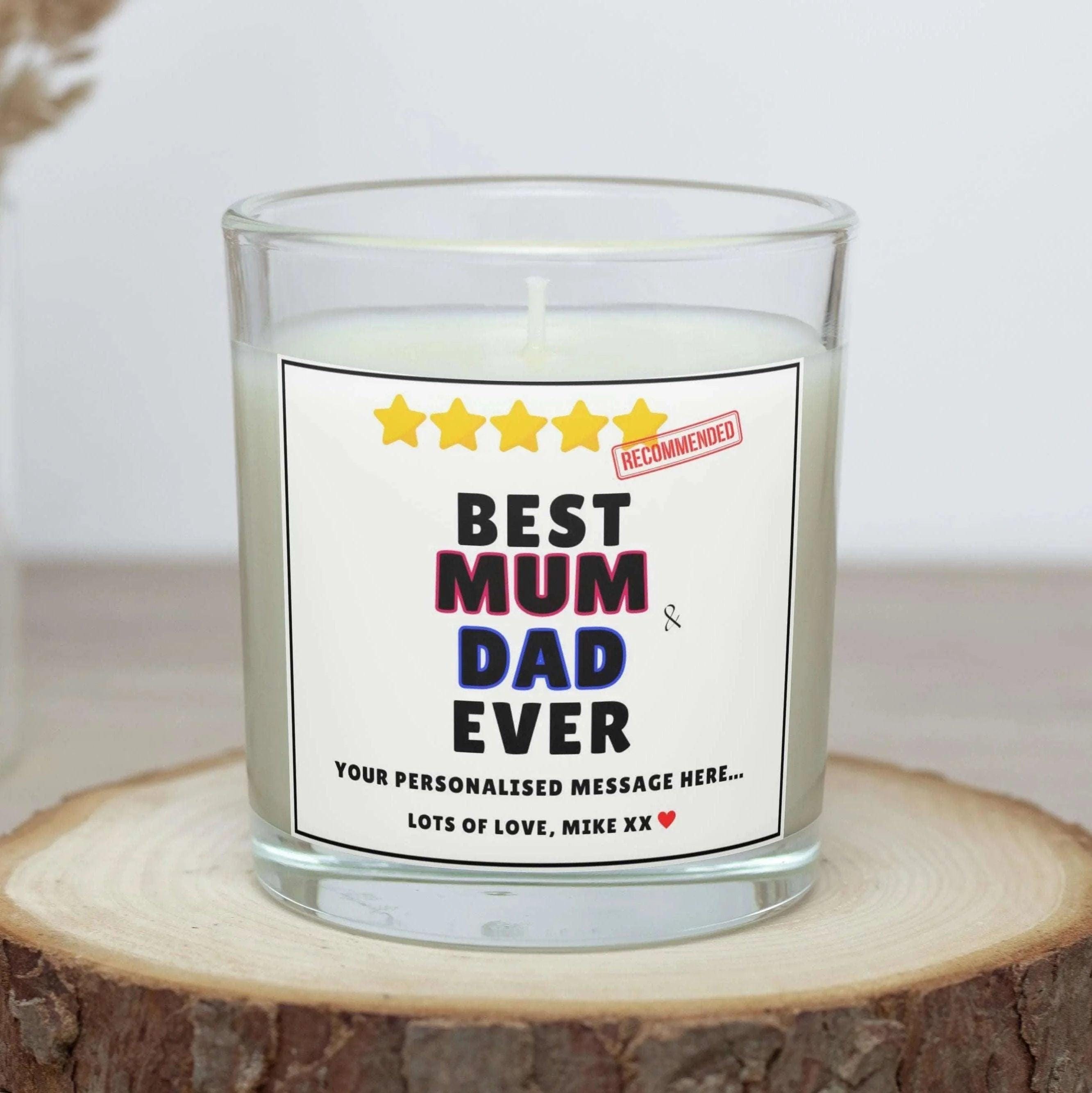 Best Mum & Dad Gift | Mum and Dad Personalised Candle | Gift for Mum and Dad | Best Mum Dad Award | Christmas Gift | Anniversary Gifts Etsy