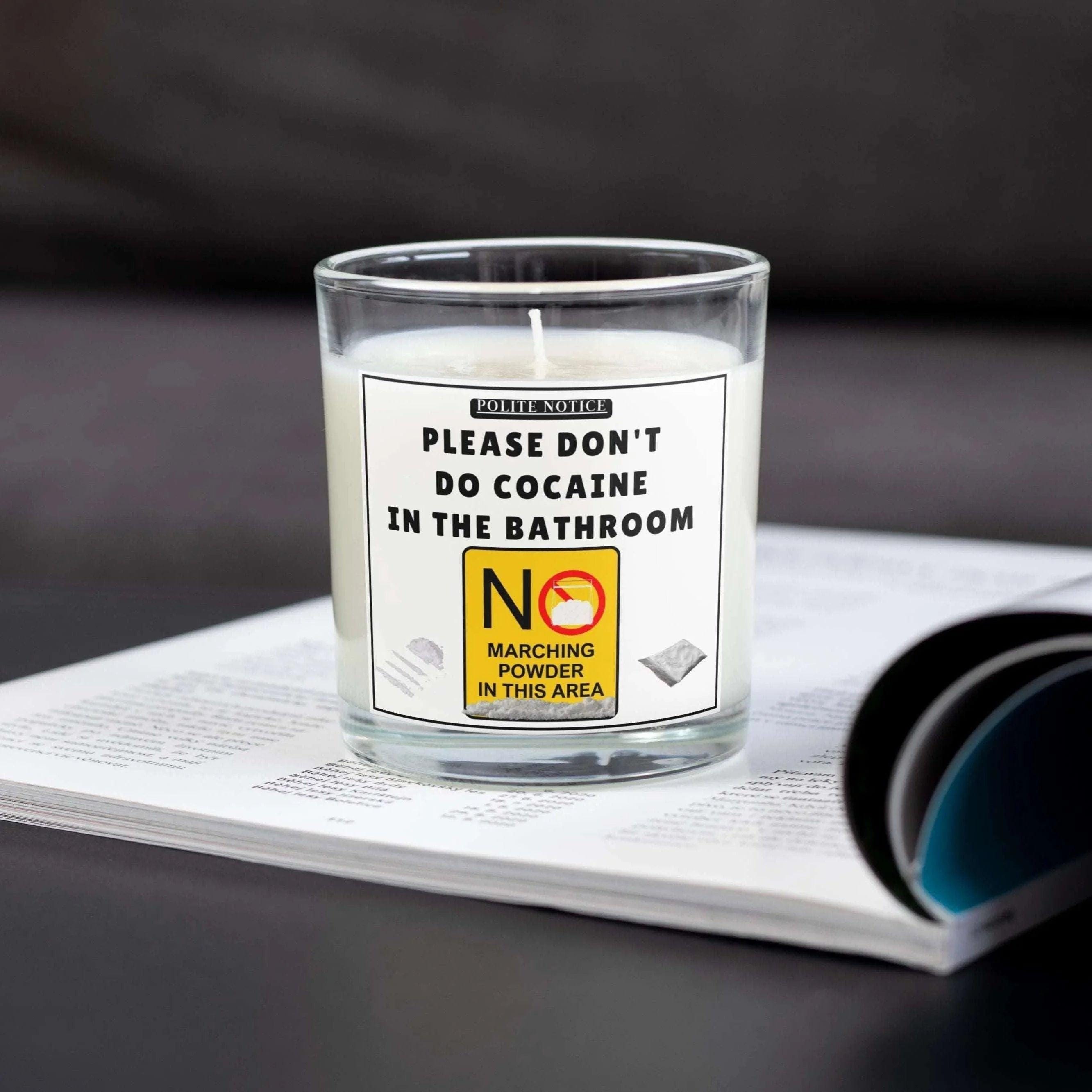 Funny Cocaine Joke Personalised Candle Gift | Novelty House Party Funny Decor | Cocaine Bathroom | Fun Gift for New Home | Drugs Humour Gift Etsy