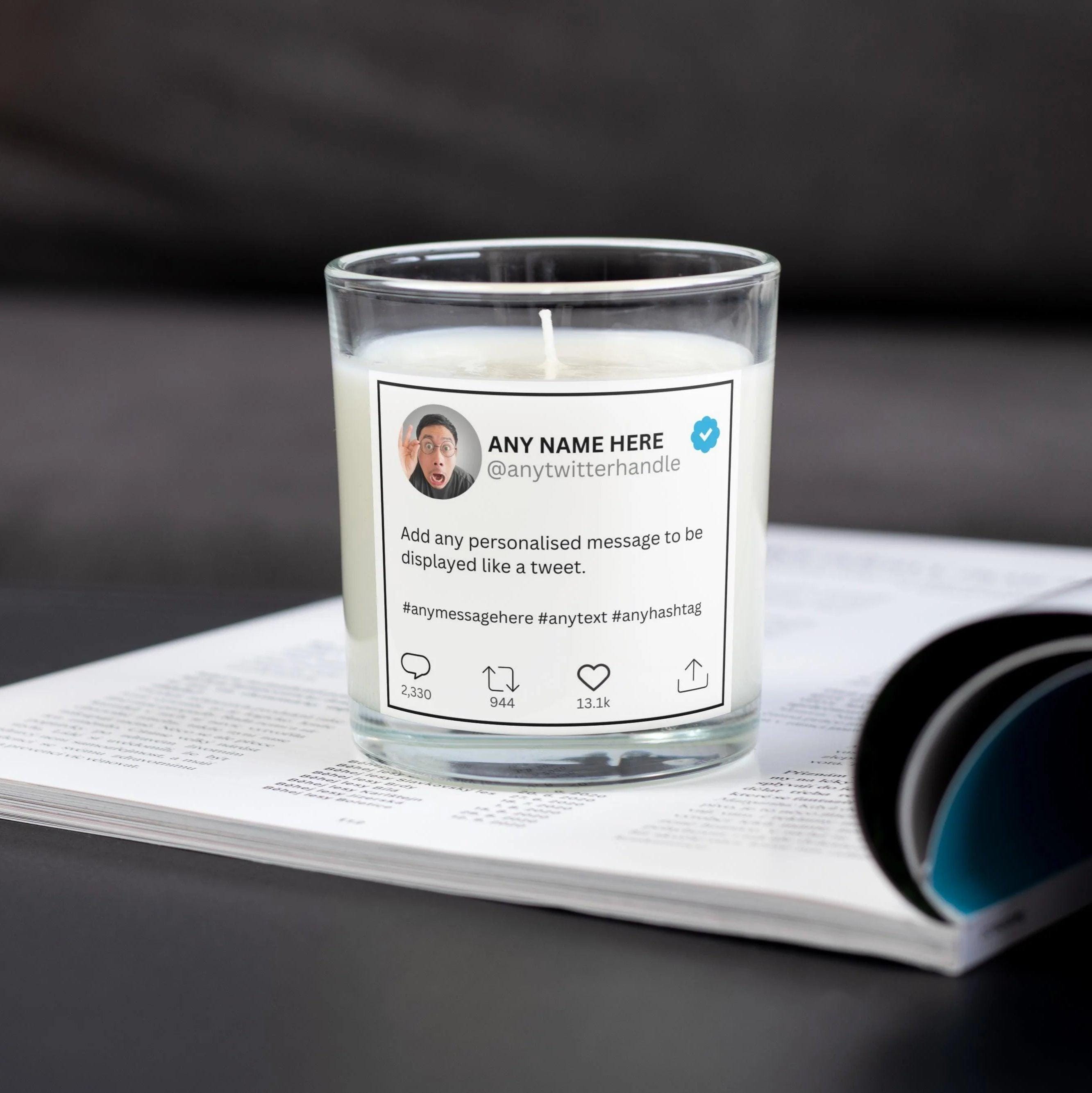 Twitter Post Personalised Candle | Funny Personalised Gift | Twitter Tweet Gift | Social Media Gift | Any Message | X Tweet | Twitter Tweet Etsy