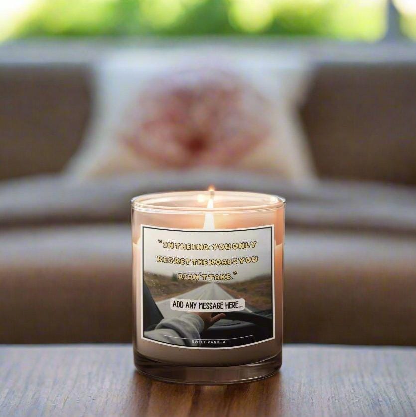 Roads You Didnt Take Personalised Candle | Vanlife Decor | Campervan Quote | Motorhome Quote | Vanlife Accessories | Personalised Message Etsy