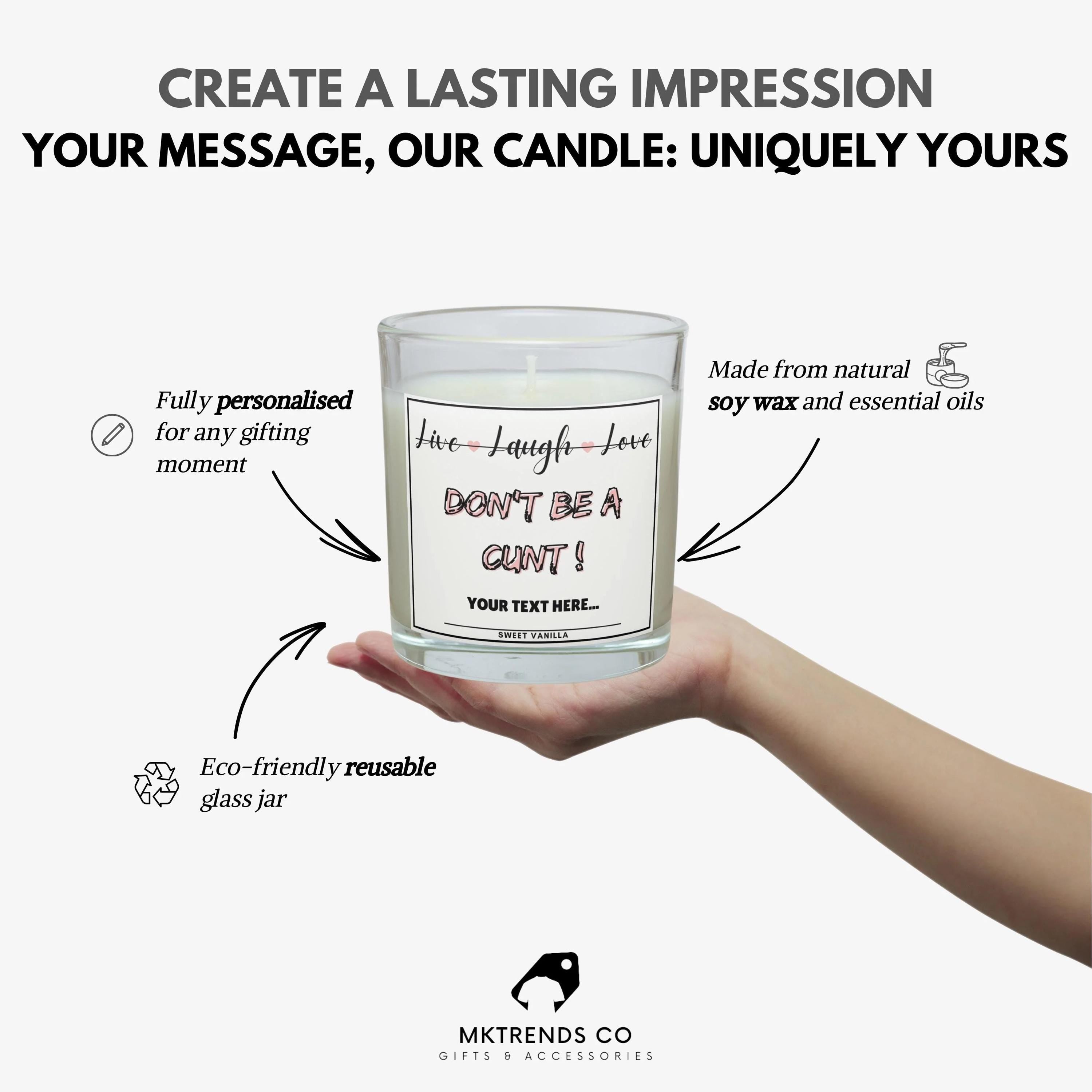 Funny Live Laugh Love Personalised Candle | Funny Cunt Candle | Novelty Gift| Don't Be A Cunt | Joke Funny Gift | Funny Live Laugh Love Gift Etsy