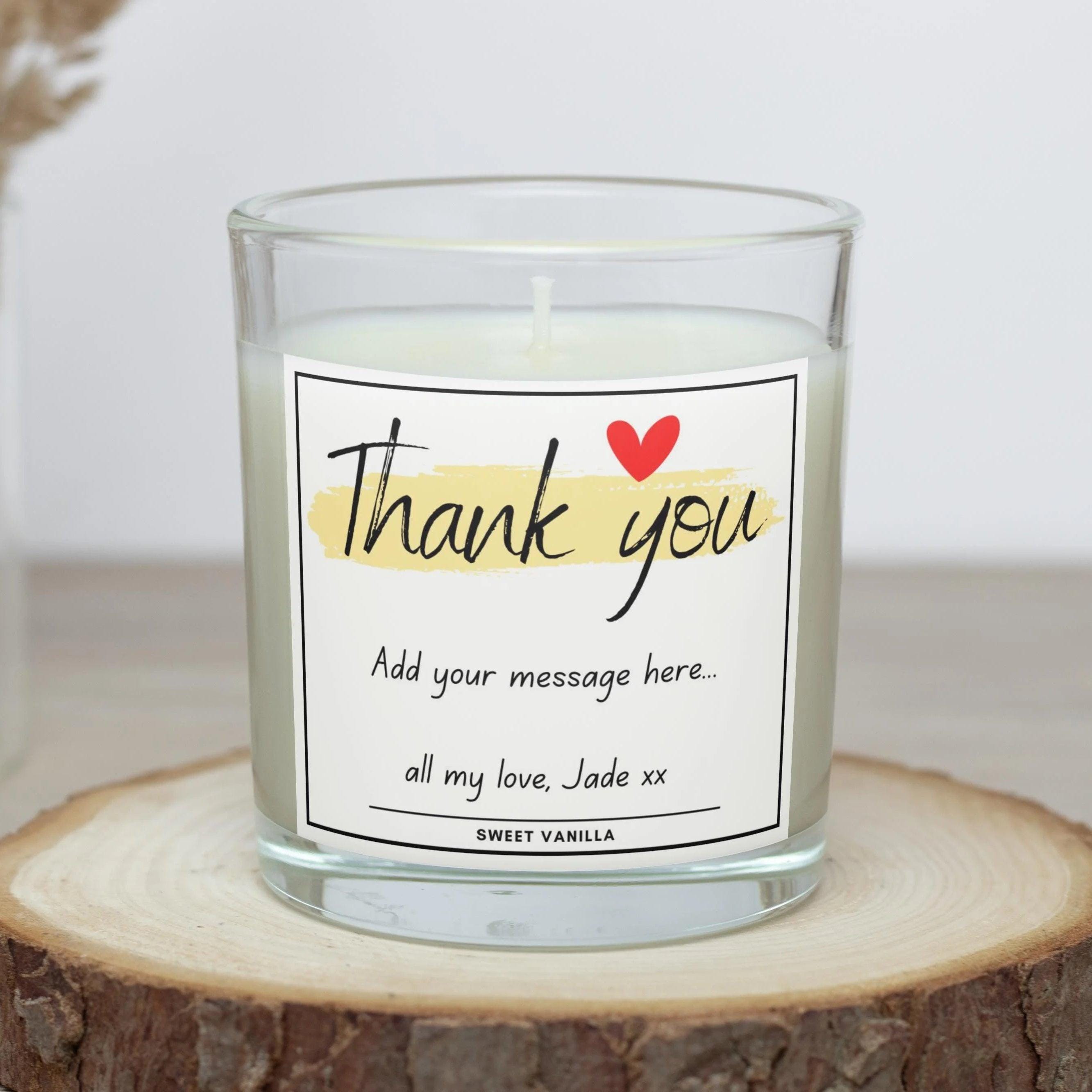 Thank You Personalised Candle | Thank You Gift | Pretty Thank you Gift | Thoughtful Thank You Gift | Gratitude Message Gift | Than You Gifts Etsy