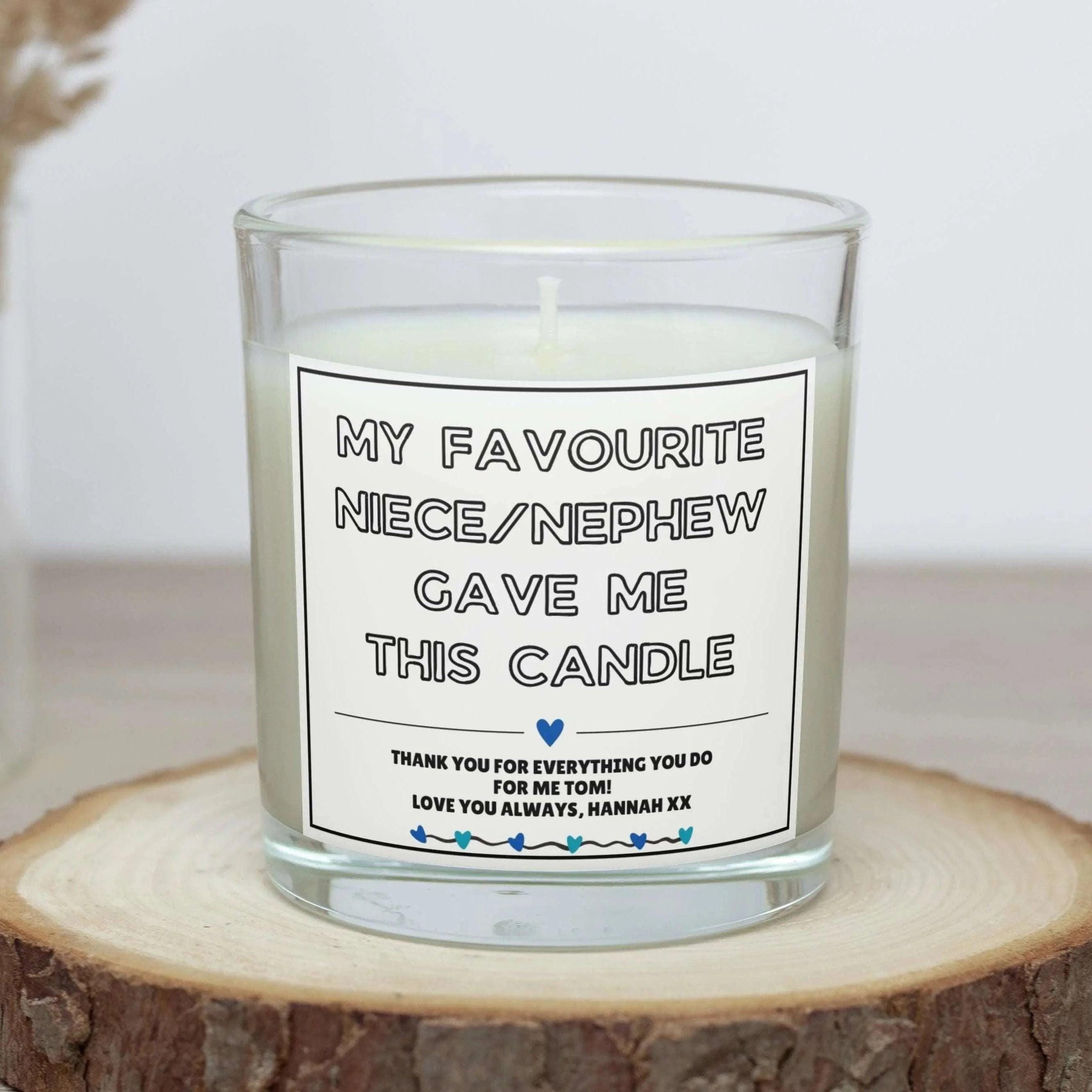 Favourite Uncle Personalised Candle | From Niece Nephew Gift | Gift for Uncle | Best Uncle Gift | Funny Uncle Gift | Message Gift for Uncle Etsy
