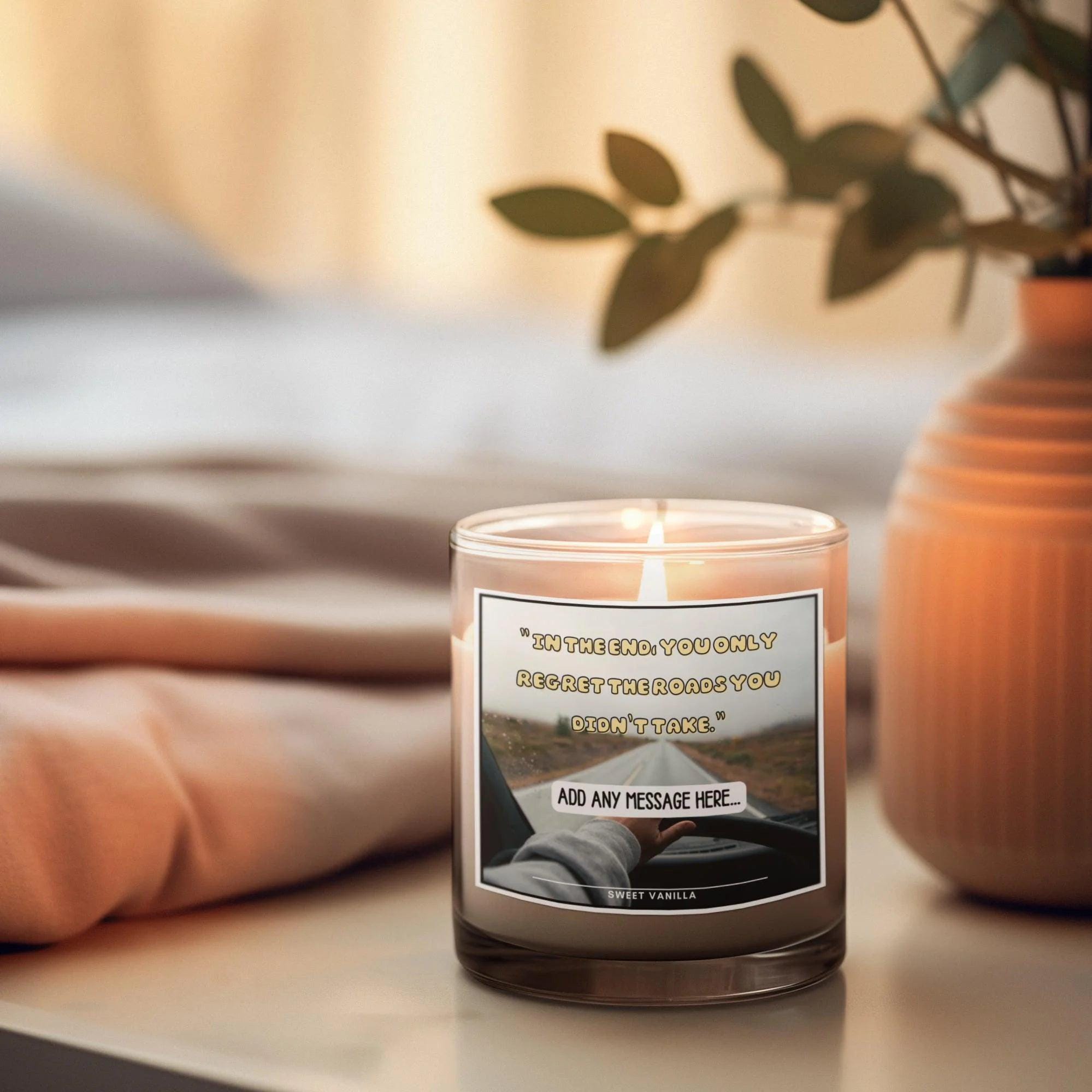 Roads You Didnt Take Personalised Candle | Vanlife Decor | Campervan Quote | Motorhome Quote | Vanlife Accessories | Personalised Message Etsy