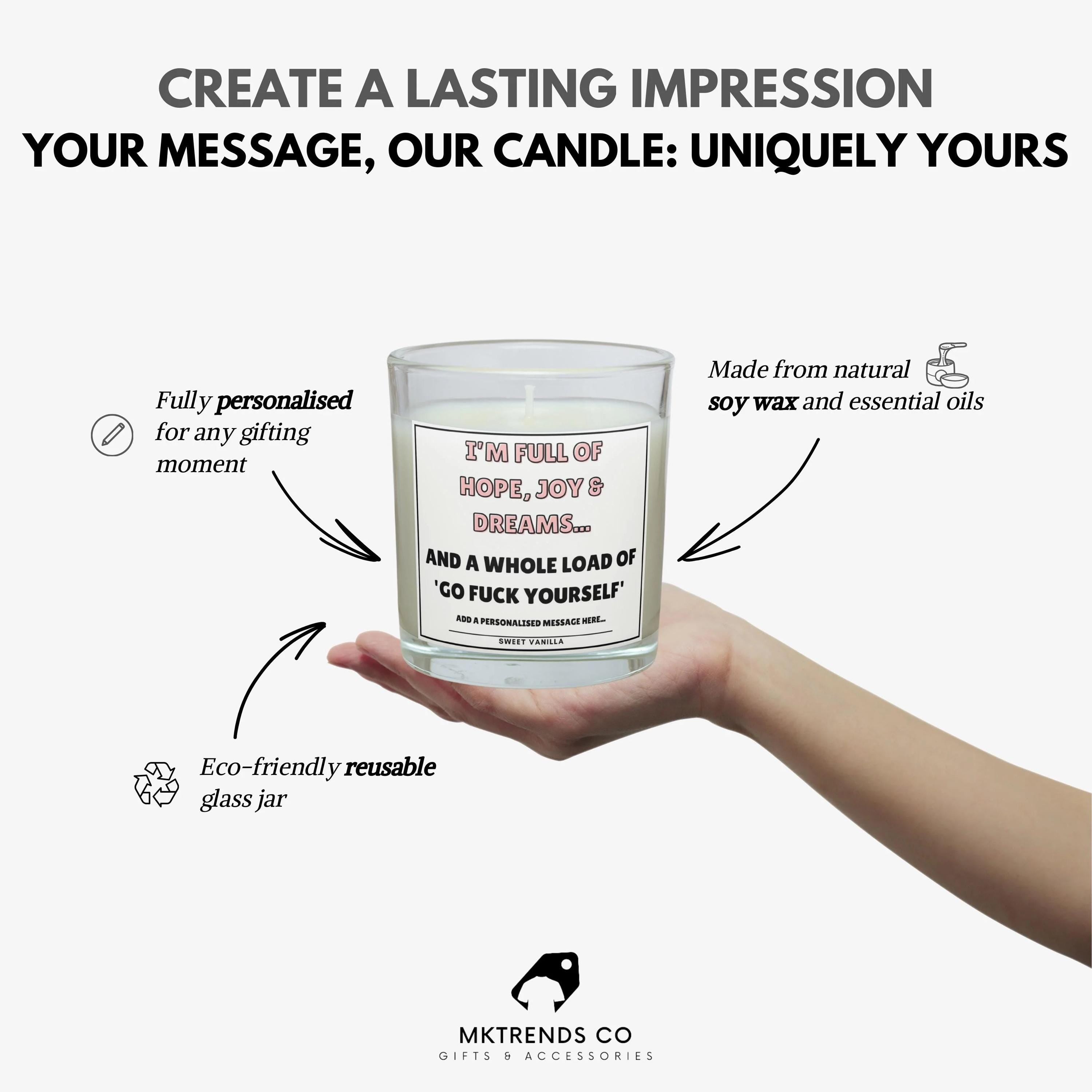 Go Fuck Yourself Personalised Candle | Funny Candle | Novelty Joke Gift | Funny Gift | Gifts For Friend | Humorous Gifts | LOL | Banter Gift Etsy