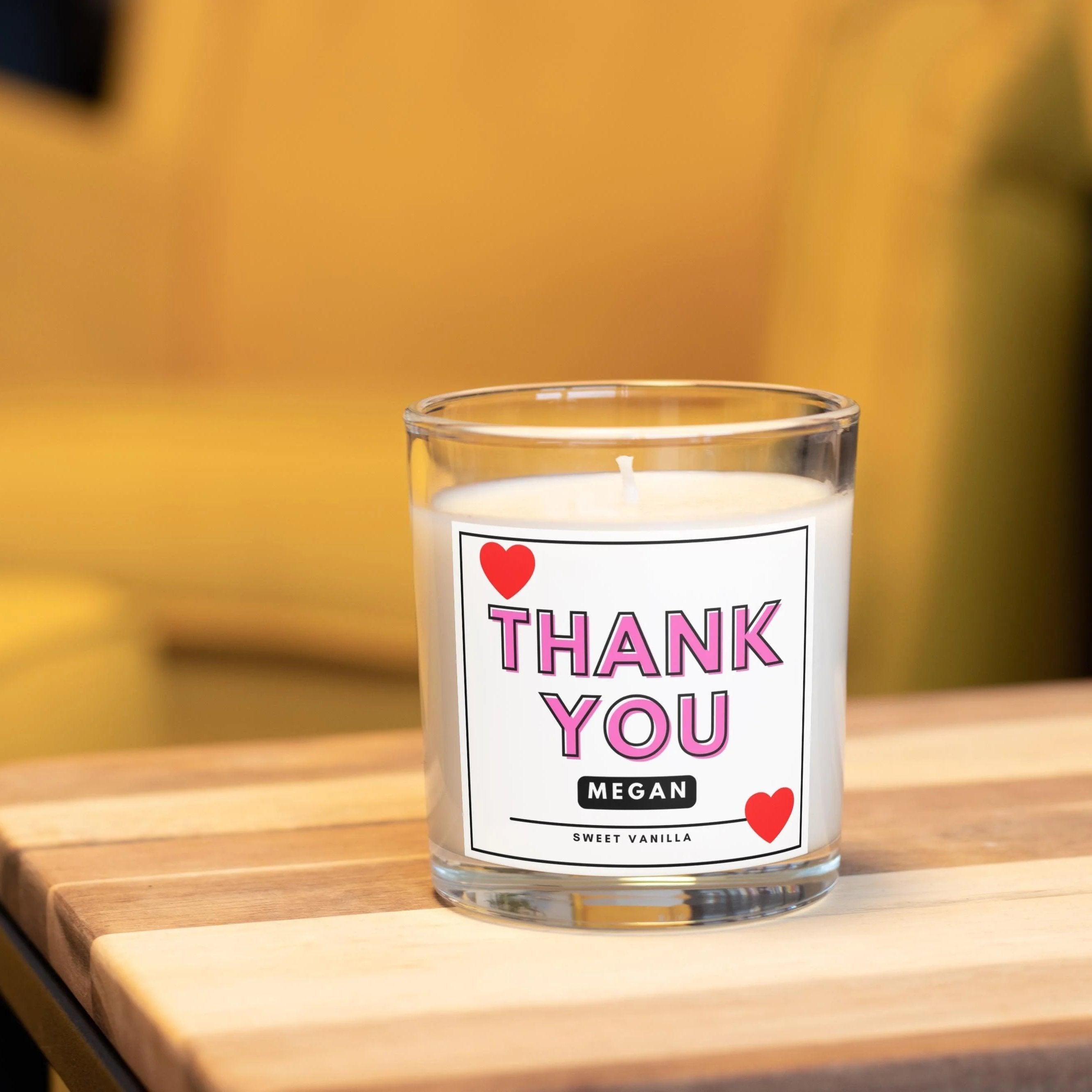 Thank You Personalised Candle | Gift for Her | Appreciation Gift for Her | Pink Thank You Hearts Candle Gift | Gift for Girlfriend | Thanks Etsy