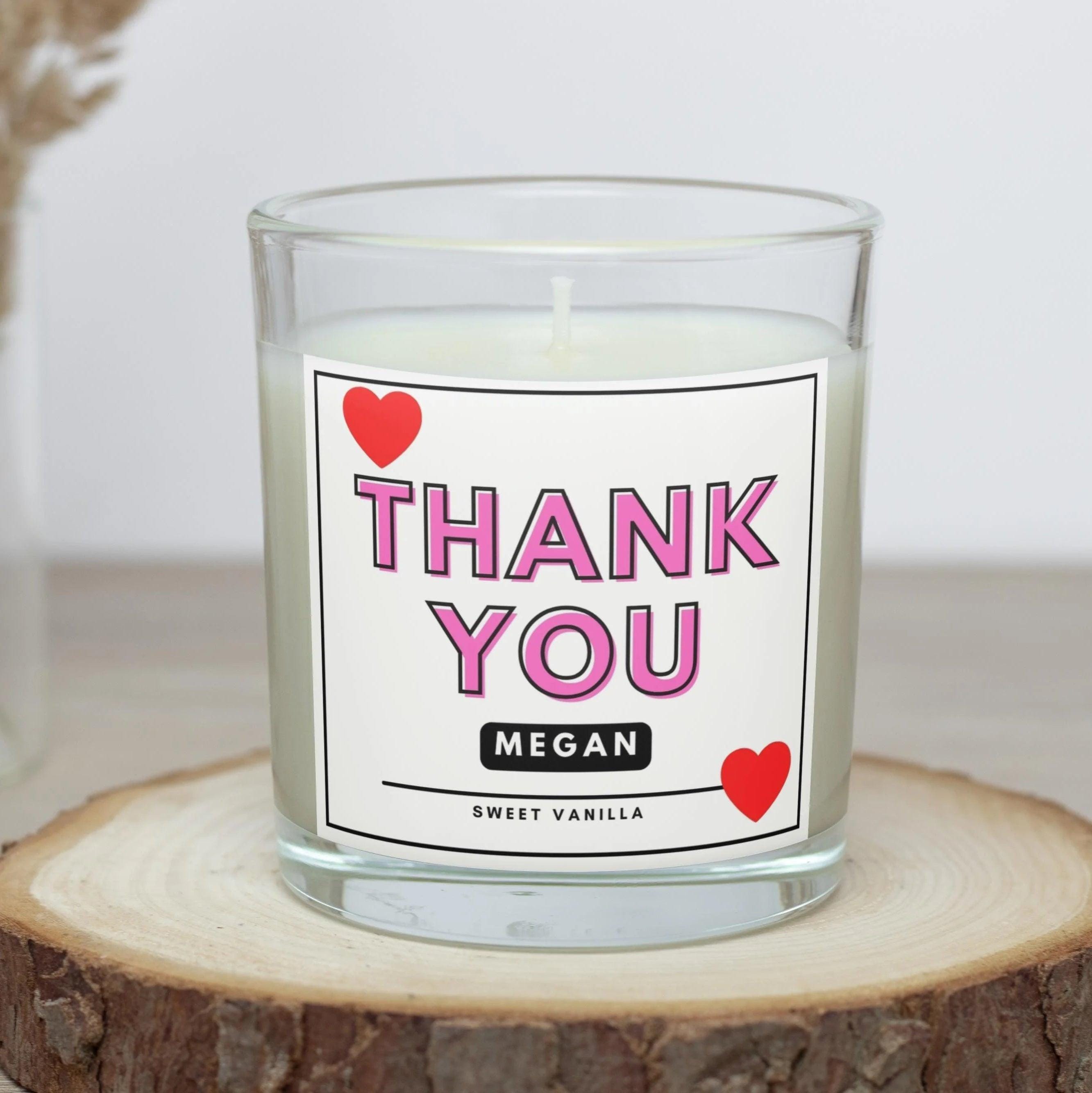 Thank You Personalised Candle | Gift for Her | Appreciation Gift for Her | Pink Thank You Hearts Candle Gift | Gift for Girlfriend | Thanks Etsy