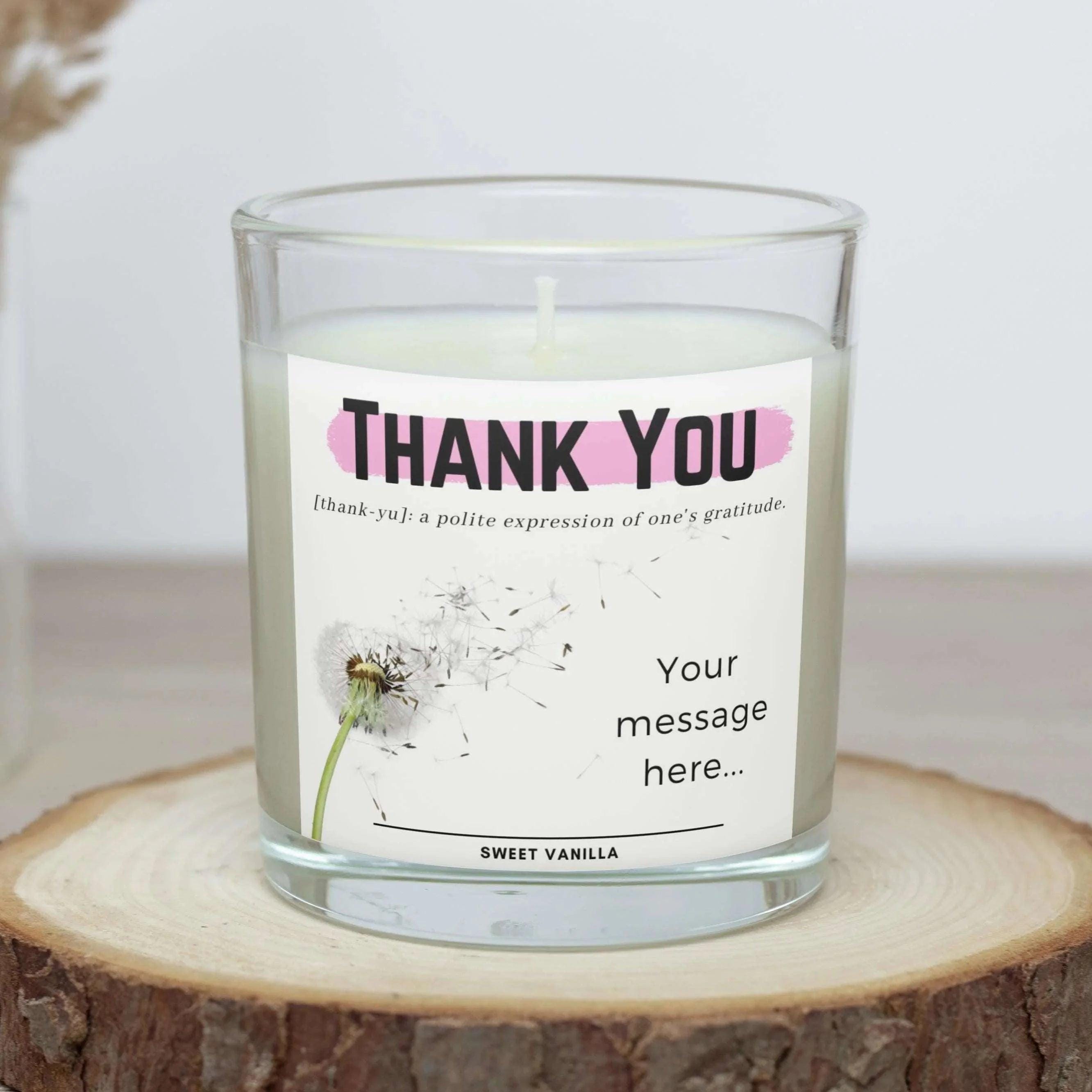 Thank You Noun Message Personalised Candle Gift | Thank You Gift for Her | Pink Thank You Message Candle Gift | Teacher | Friend | Co-Worker Etsy