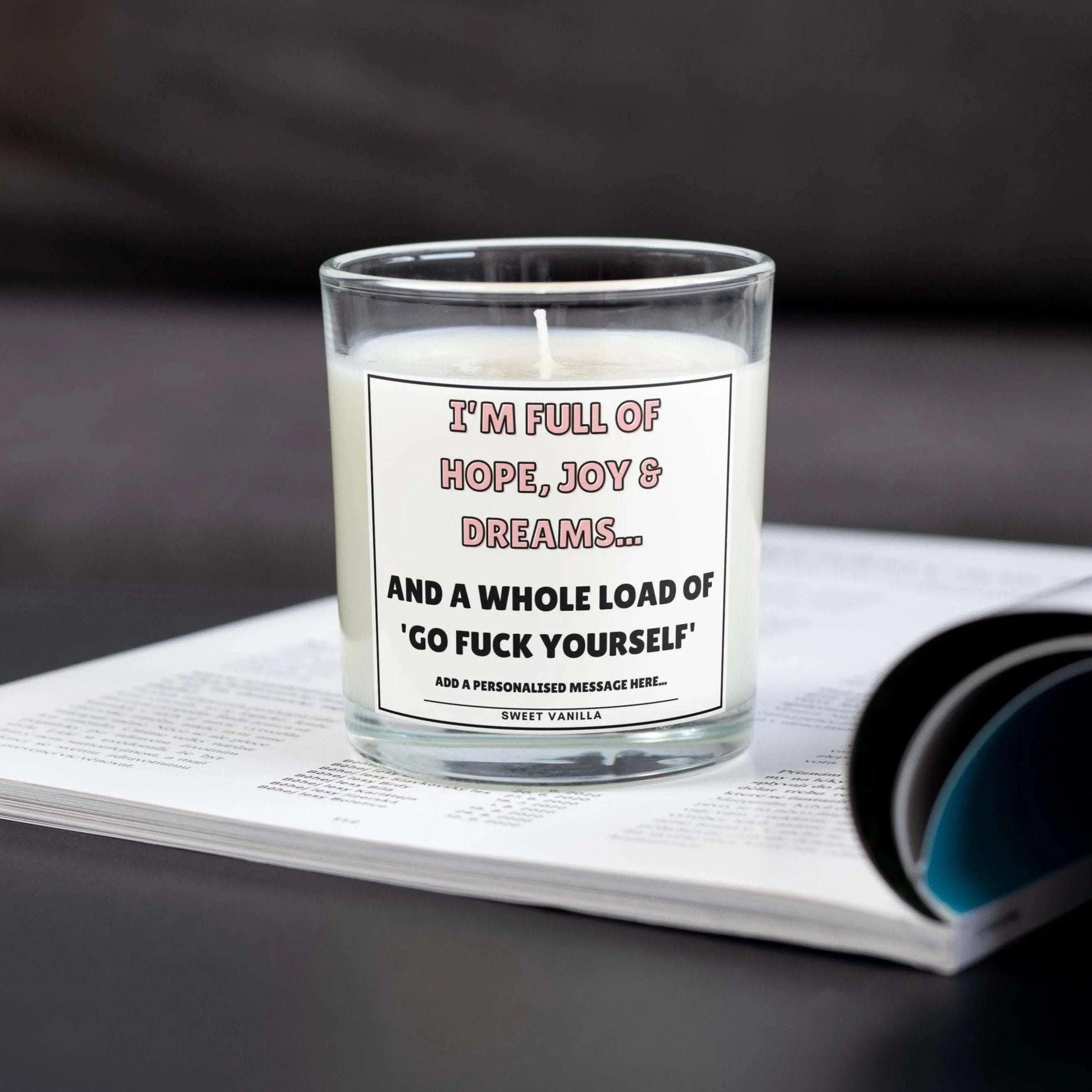 Go Fuck Yourself Personalised Candle | Funny Candle | Novelty Joke Gift | Funny Gift | Gifts For Friend | Humorous Gifts | LOL | Banter Gift Etsy