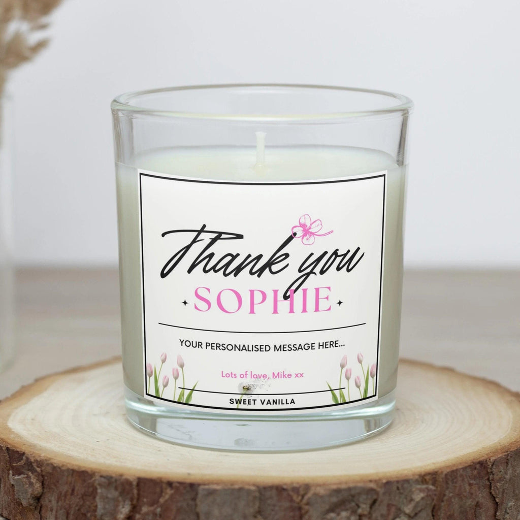 Thank You Message Candle Gift for Her | Thank You Personalised Candle | Best Thank You Candle Gift | Custom Thank You Message Soy Wax Candle Etsy