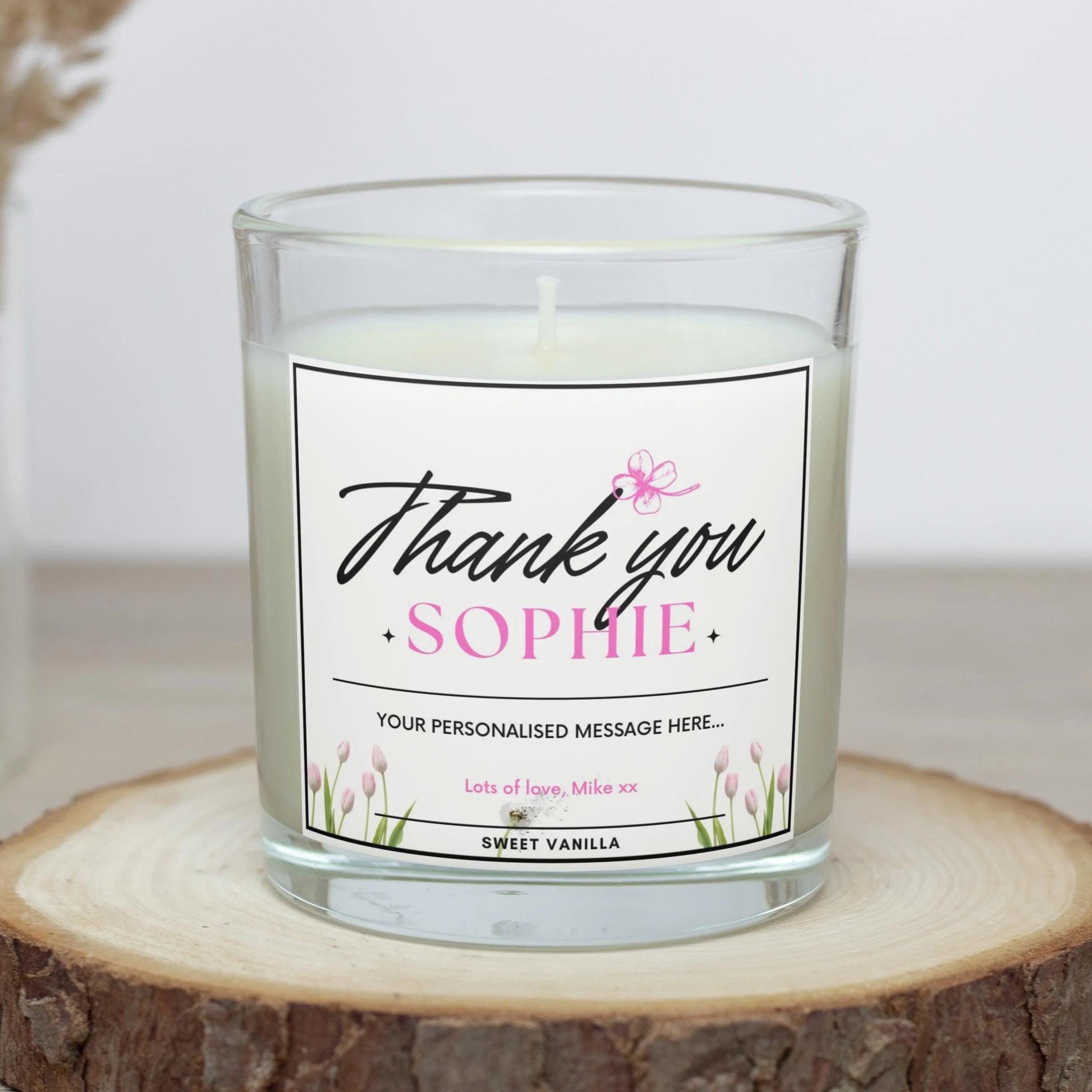 Thank You Message Candle Gift for Her | Thank You Personalised Candle | Best Thank You Candle Gift | Custom Thank You Message Soy Wax Candle Etsy