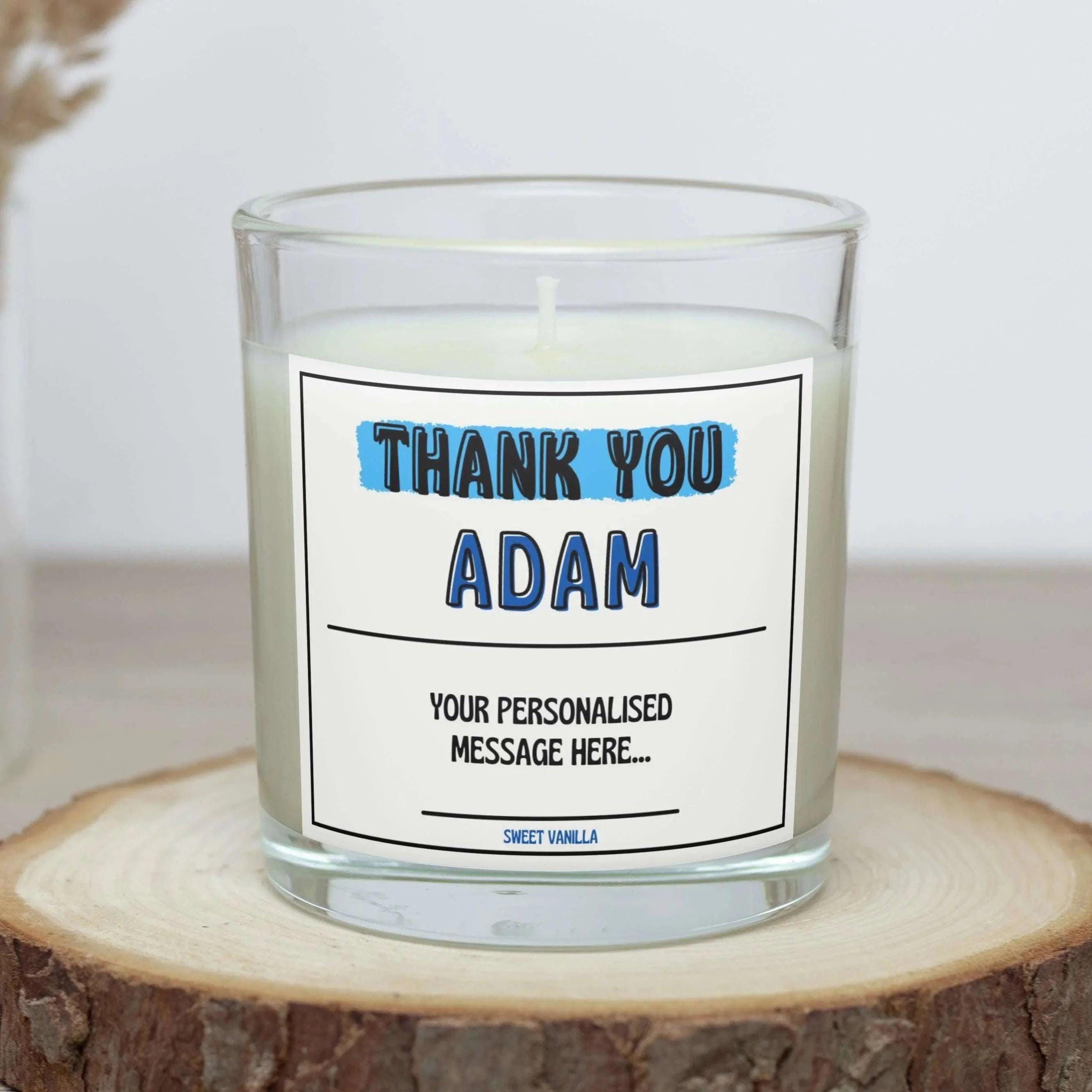 Thank You Name Personalised Candle | Thank You Gift for Him | Thank You Gift for Male | Appreciation Candle for Him | Thank you Message Gift Etsy