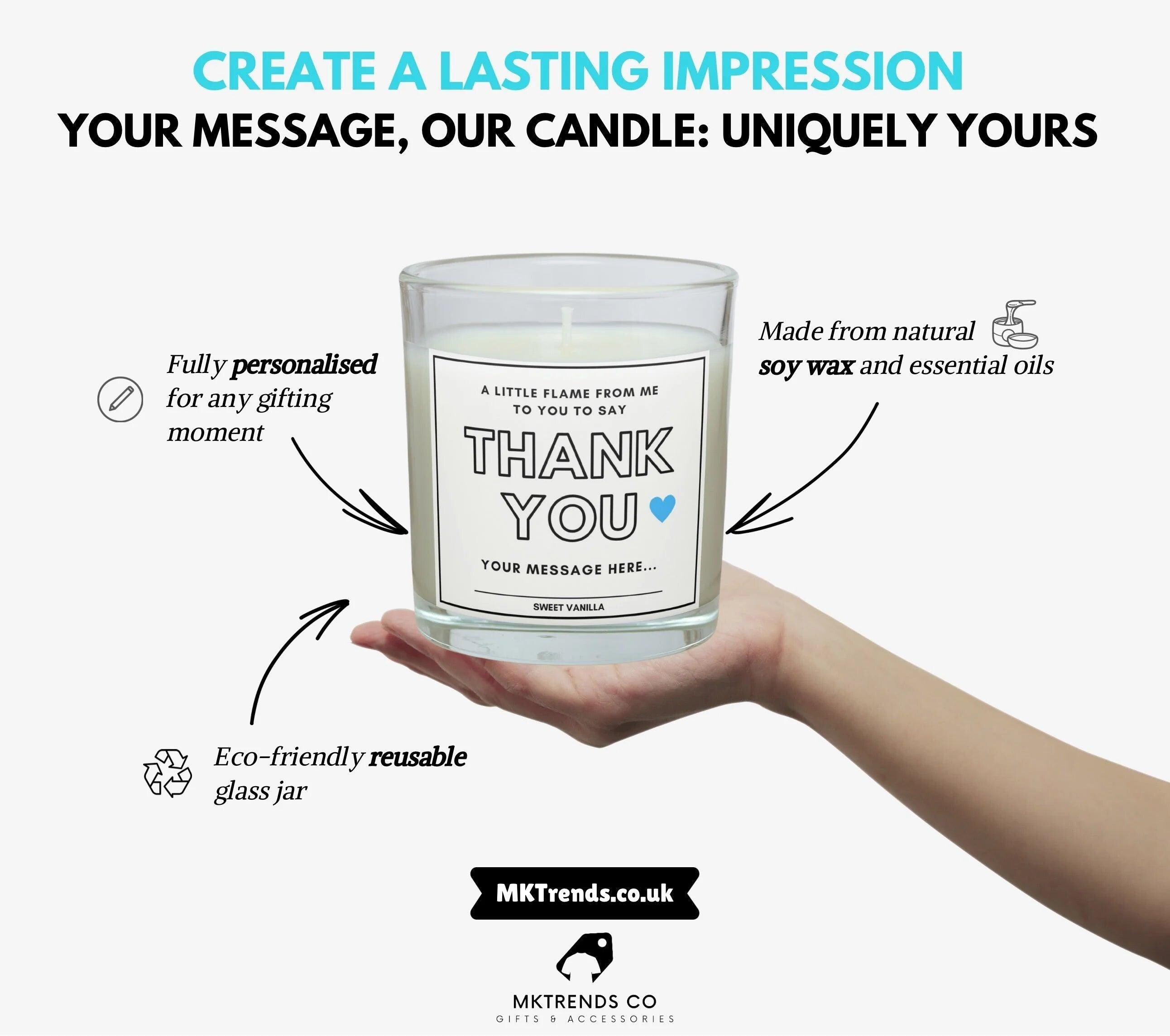 Thank You Gift for Him | Personalised Thank You Candle for Him | Male Thank You Candle Gift | Custom Thank You Candle | Appreciation Candle Etsy