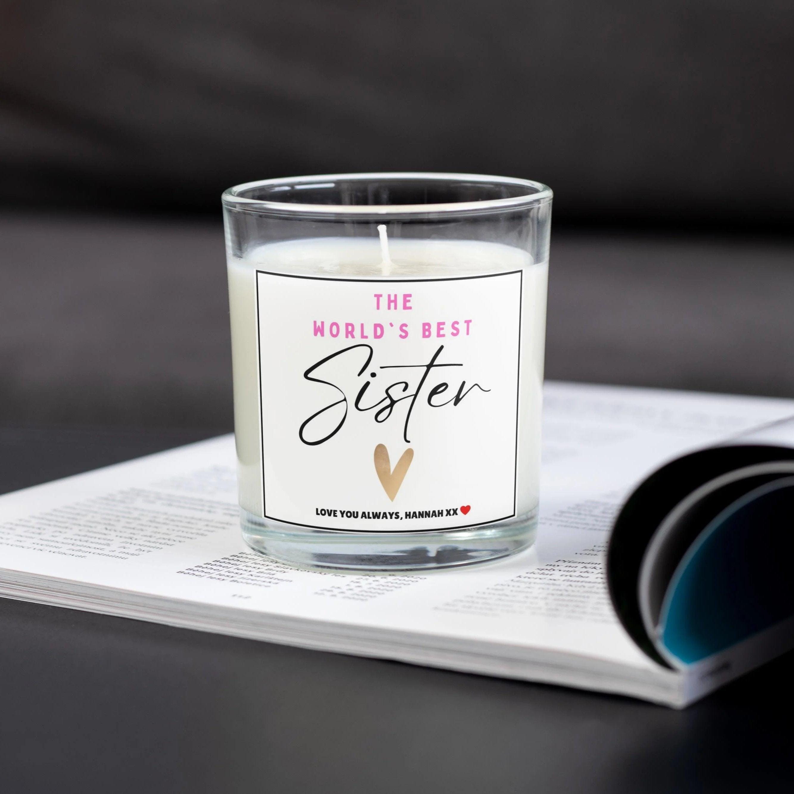 Worlds Best Sister Personalised Candle | Cute Sister Message Gift | Best Sister Candle | Love Sister Gift | Christmas | Birthday | Thank You Etsy