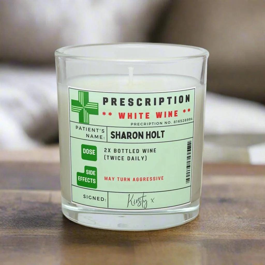 Funny Wine Prescription Personalised Candle | Novelty Wine Job | Funny Alcoholic Novelty Gift | Fun Gift for Friend | Family Member Candle Etsy