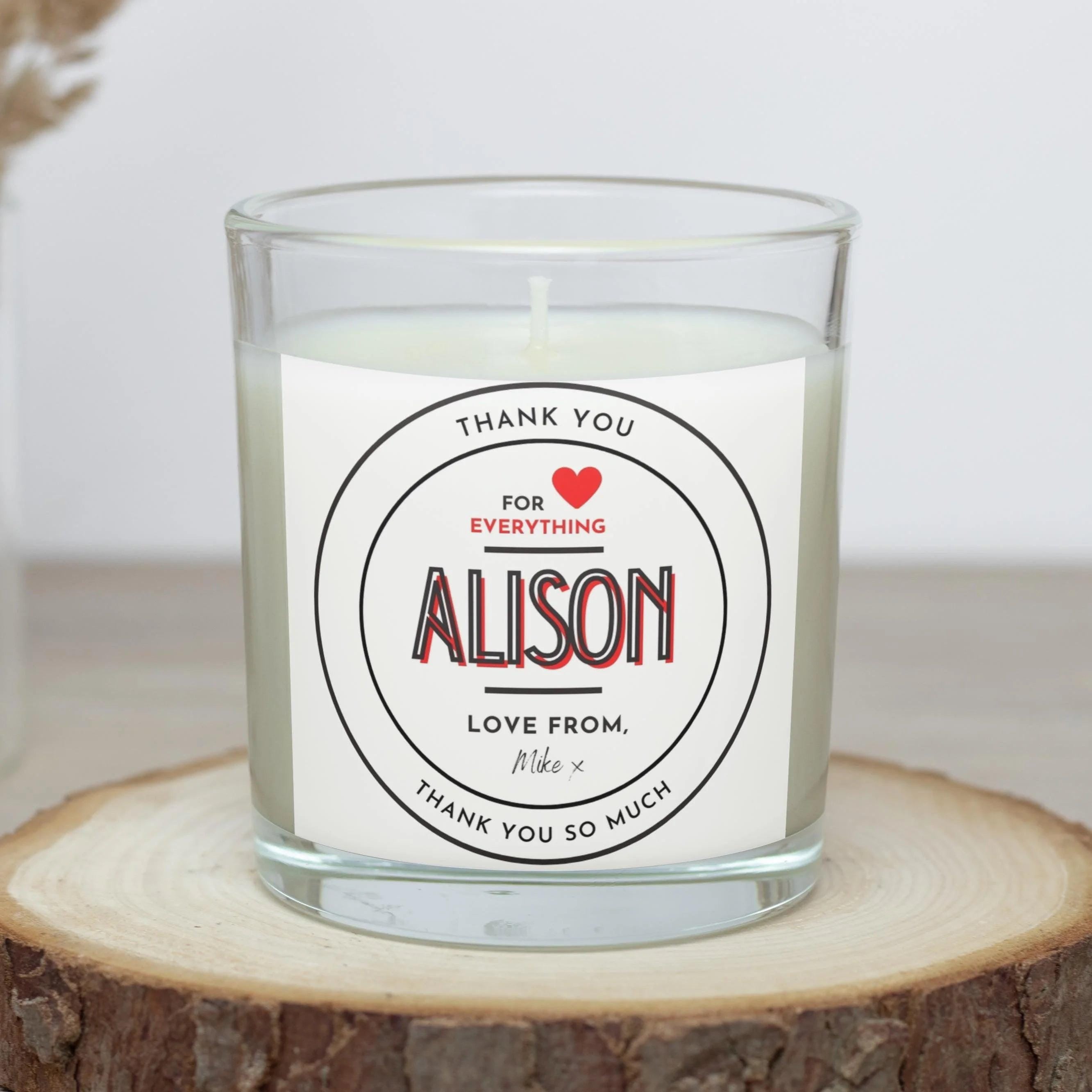 Thank You For Everything Personalised Candle | Thank You Gift | Name Message Candle | Thank You Gift | Appreciation | Gratitude Message Gift Etsy