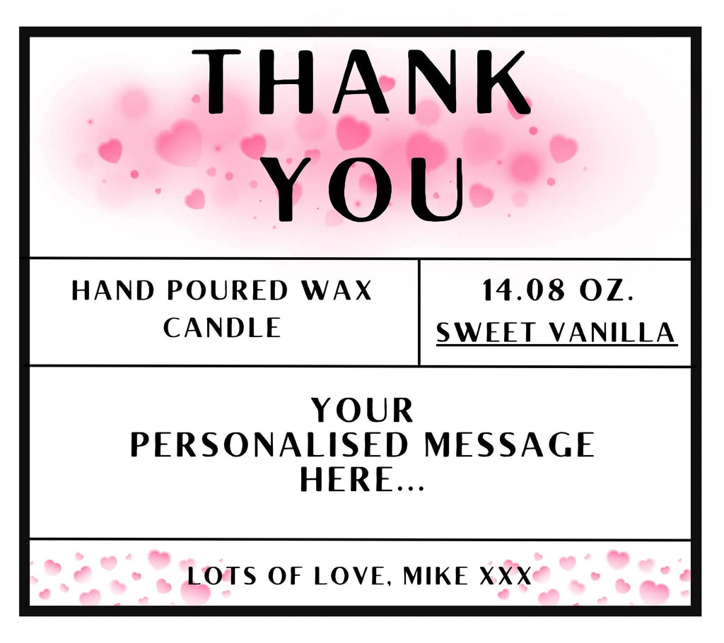Thank You Candle for Her | Personalised Gift | Thank You Appreciation Candle | Girlie Thank You Gift | Thoughtful Thank You Message Candle Etsy