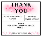 Thank You Candle – Personalised Pink Floral Panel Design – additional product view 5