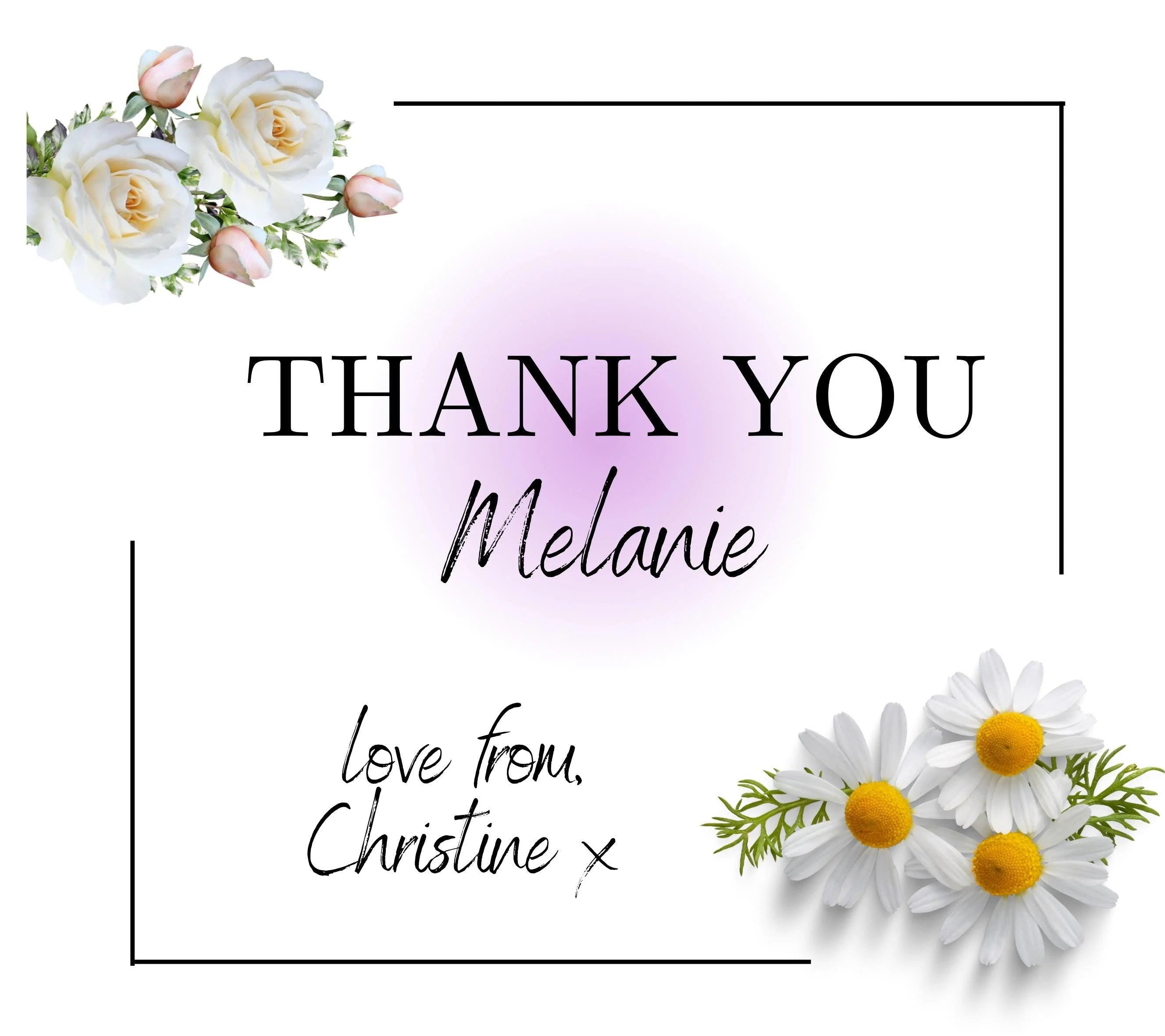 Thank You Name Message Gift for Her | Personalised Thank You Candle | Elegant Appreciation Candle Gift for her | Flowers Message Candle Gift Etsy
