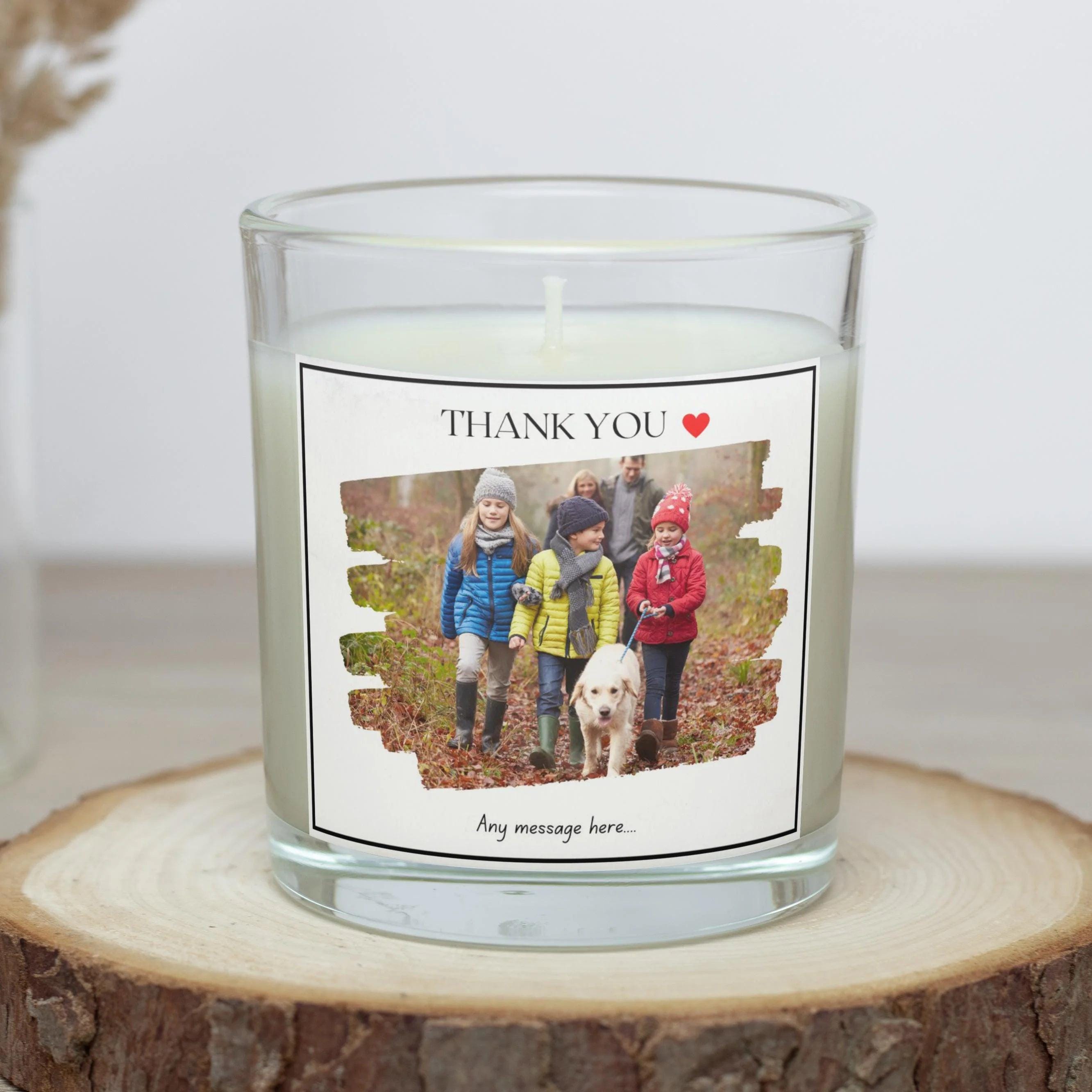 Photo Thank You Message Gift | Personalised Thank You Candle | Thank You Photo Message Gift | Any Photo Thank You Candle | Thank You Photo Etsy