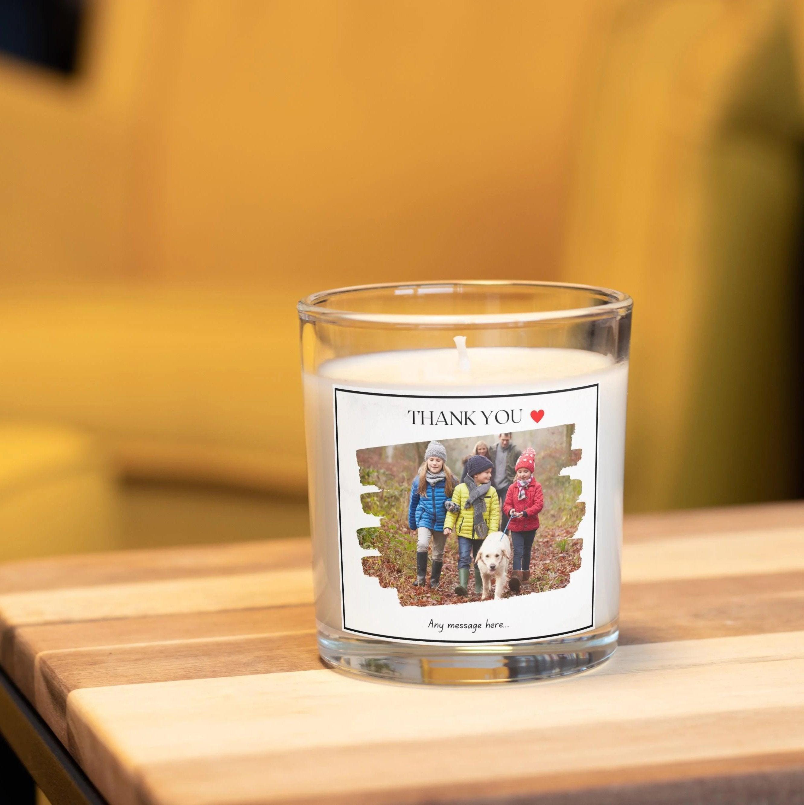 Photo Thank You Message Gift | Personalised Thank You Candle | Thank You Photo Message Gift | Any Photo Thank You Candle | Thank You Photo Etsy