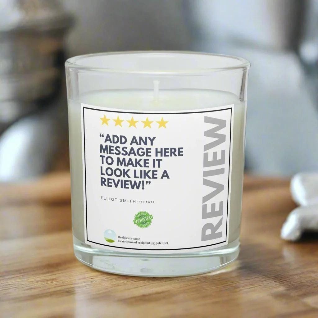 Funny Review Personalised Candle | Review Message Gift | Funny Review Joke Gift | Funny Secret Santa Gift | Funny Christmas Present Etsy