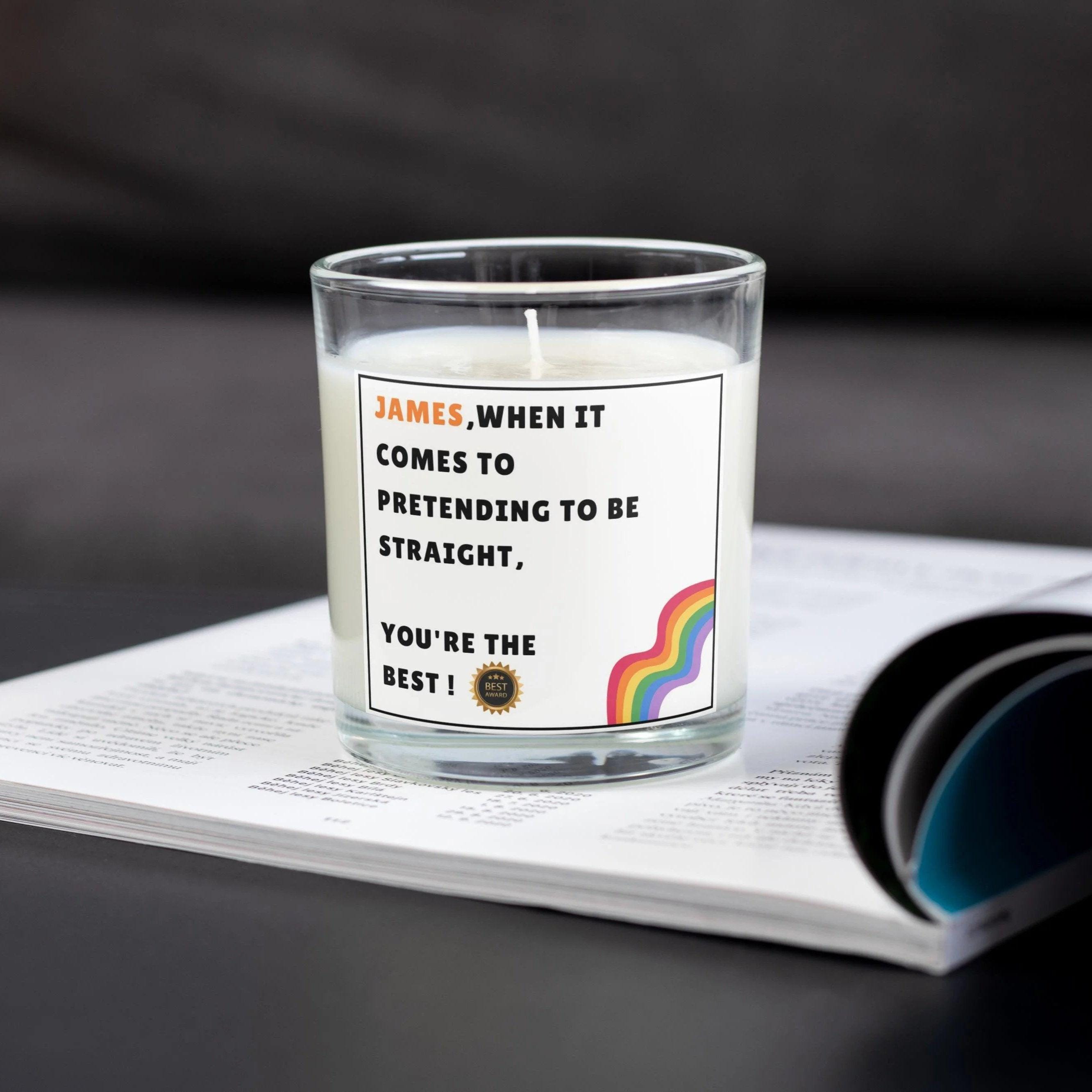Pretending to be Straight Personalised Candle | Funny Gay Gift for Straight Friend | Novelty Secret Santa | Funny Birthday Gifts | Joke Gay Etsy