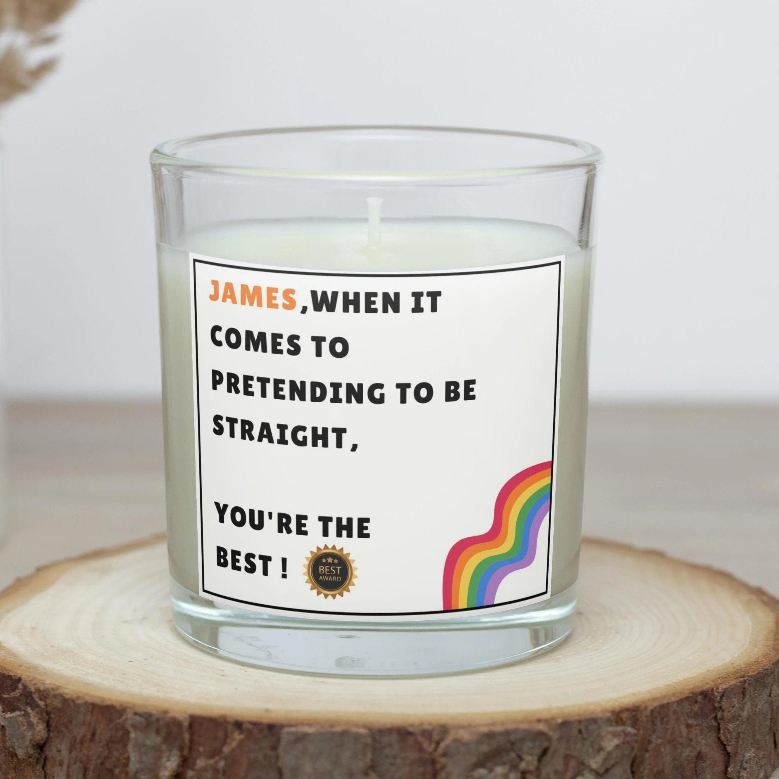 Pretending to be Straight Personalised Candle | Funny Gay Gift for Straight Friend | Novelty Secret Santa | Funny Birthday Gifts | Joke Gay Etsy