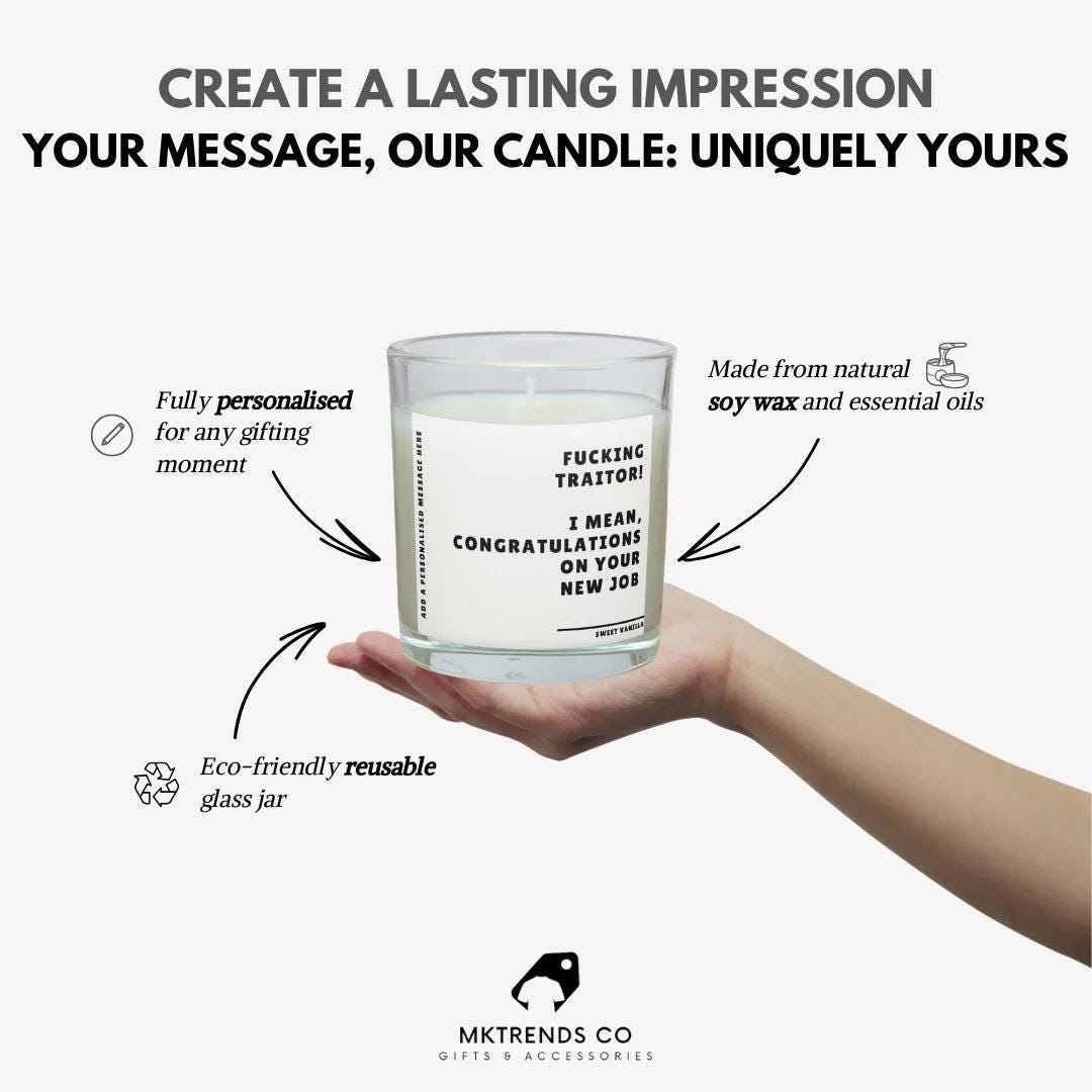 Funny New Job Personalised Candle Gift | Work Friend Leaving Gift | Funny Work Friend | New Job Candle | Colleague Leaving Gift Message Gift Etsy