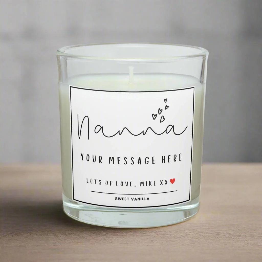 Nanna Heart Message Personalised Candle Gift | Nanna Message Gift | Gift for Nan | Nanna Birthday | Nanna Christmas | Grandma Gifts | Nanna Etsy