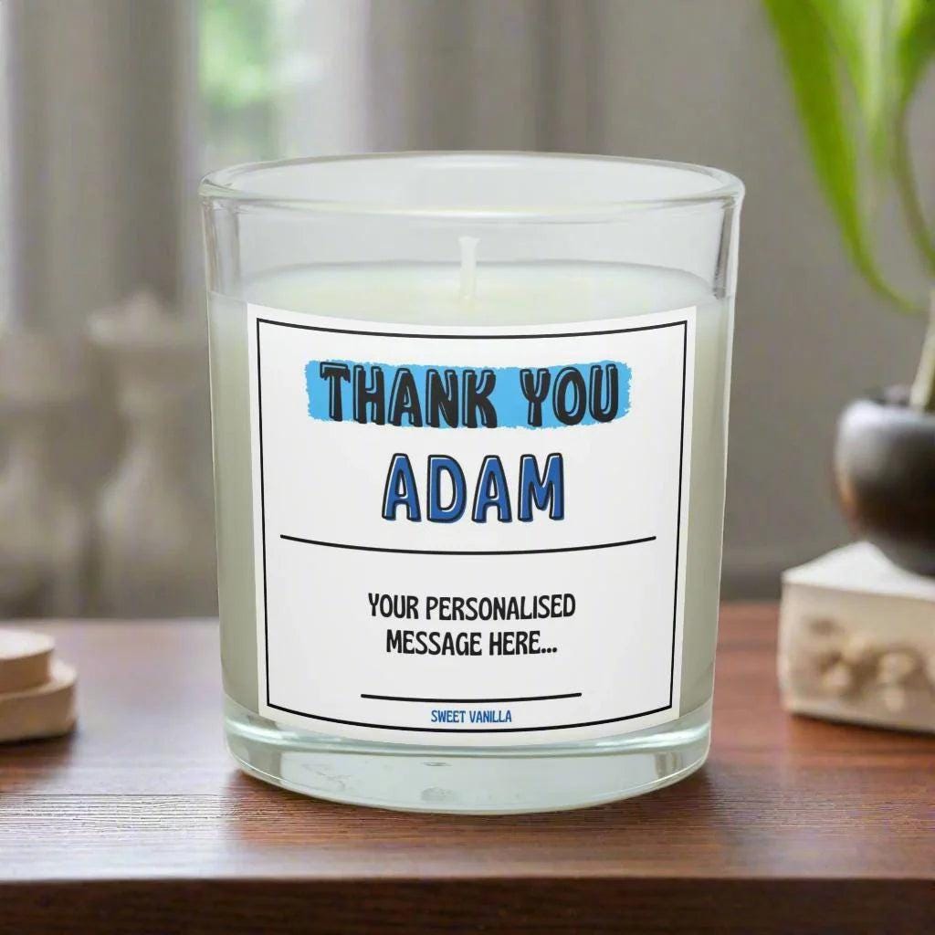 Thank You Name Personalised Candle | Thank You Gift for Him | Thank You Gift for Male | Appreciation Candle for Him | Thank you Message Gift Etsy