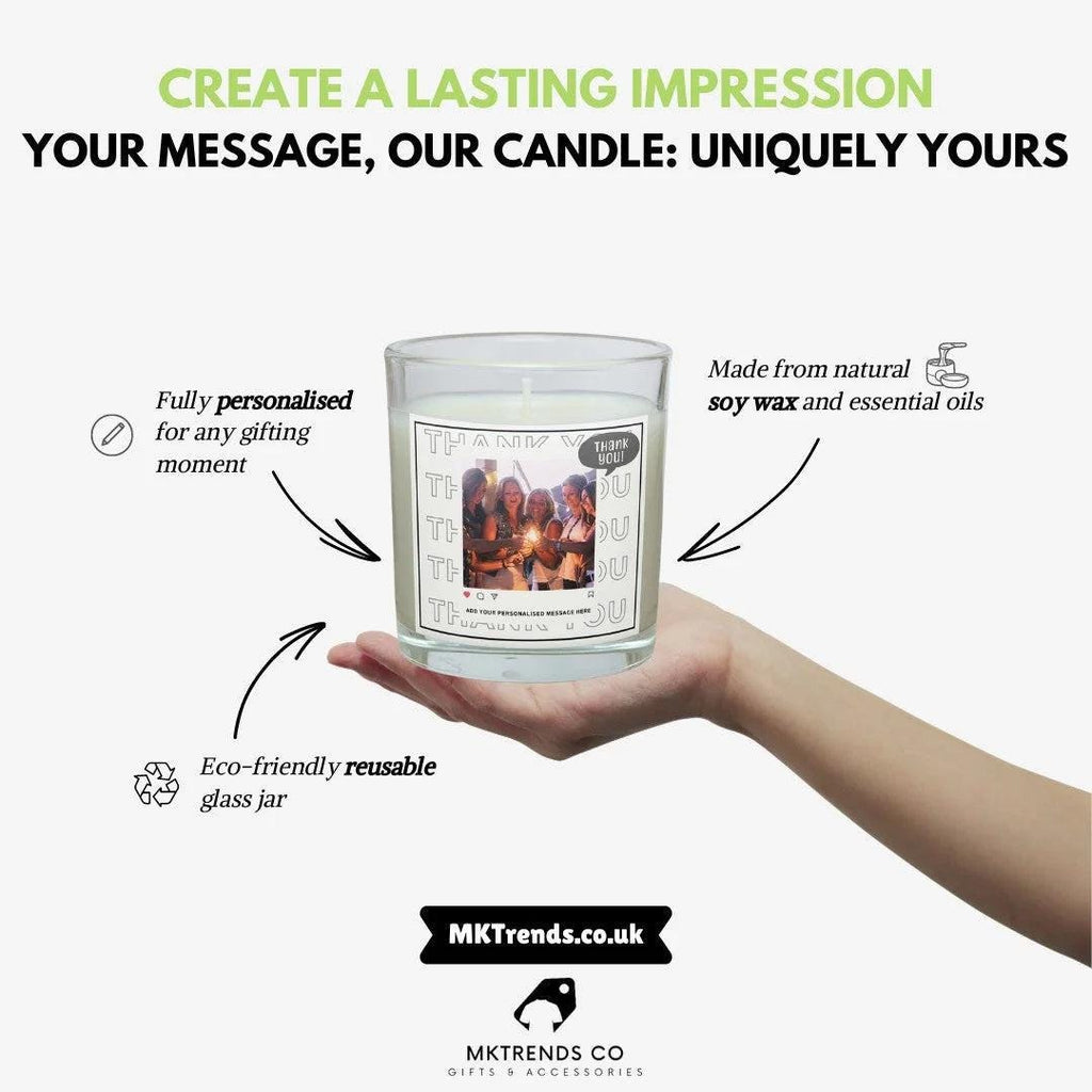Instagram Photo Thank You Message Gift | Personalised Thank You Candle | Thank You Photo Gift | Appreciation Gift | Photo Thank You Candle Etsy