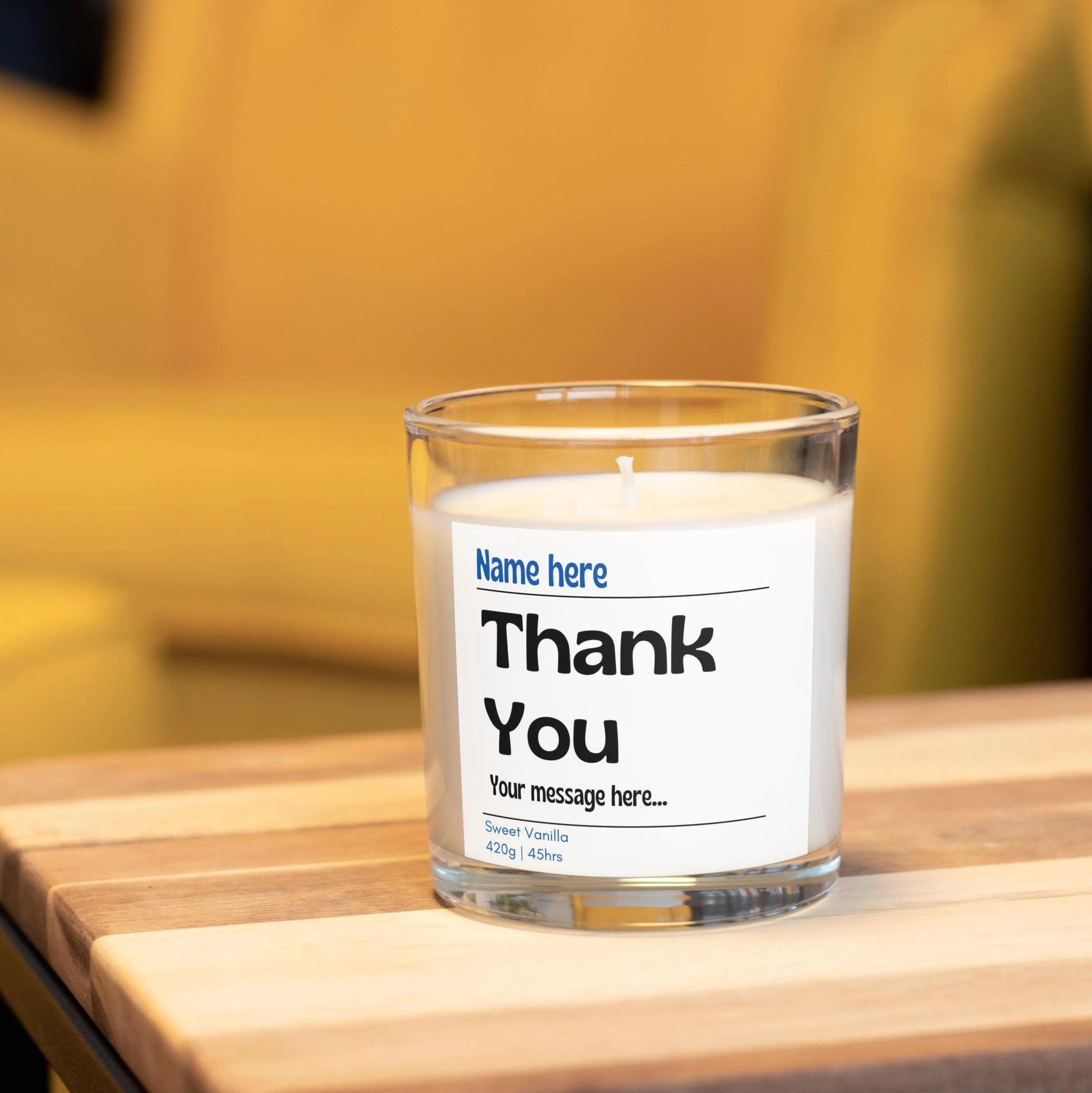 Thank You Personalised Candle | Thank You Gift for Him | Best Thank You Gift for Him | Thank You Message Candle Gift | Gift for Him | Thanks Etsy