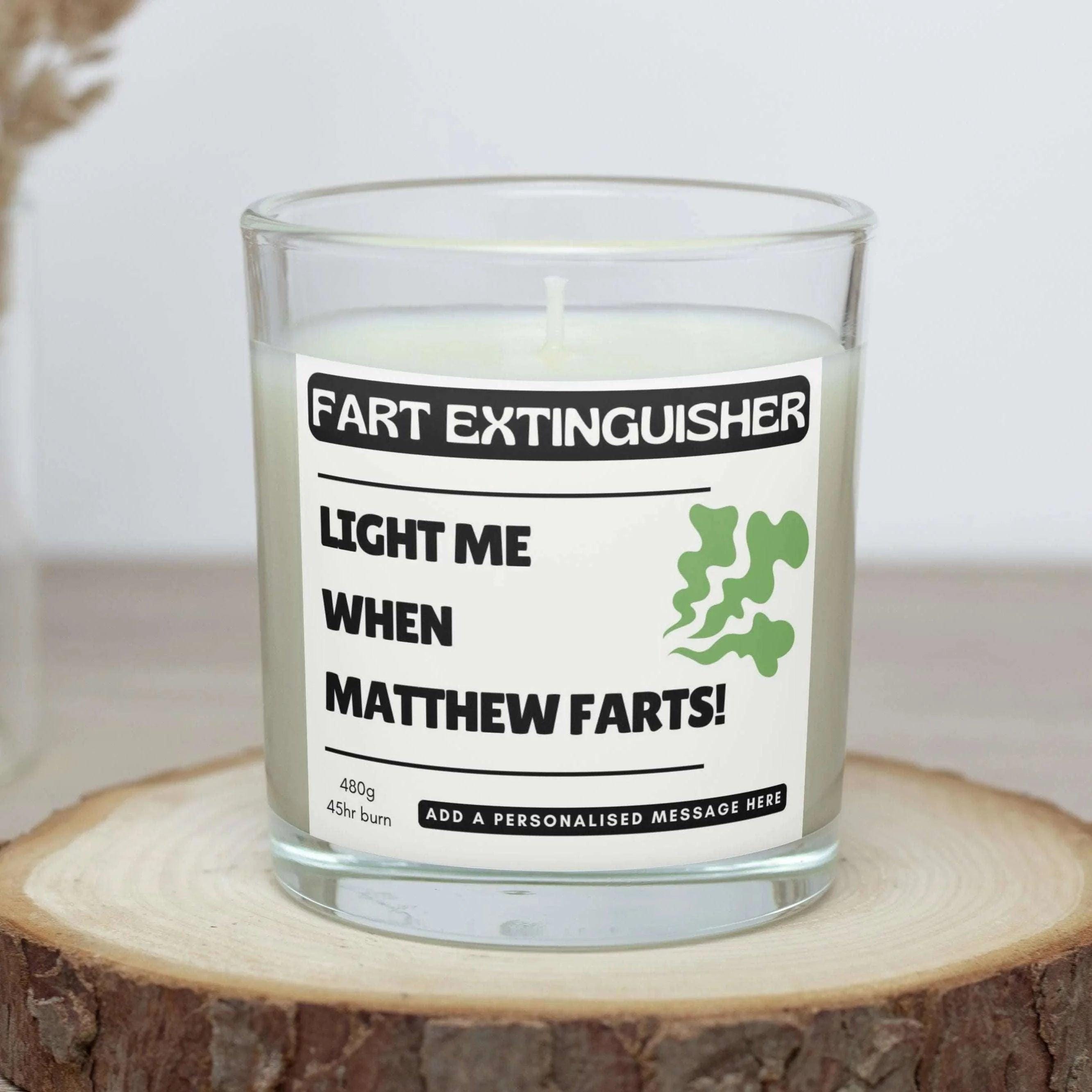 Fart Extinguisher Name Personalised Candle | Funny Fart Candle | Funny Fart Joke | Smelly Dog Fart Joke | Novelty Fart Personalised Candle Etsy