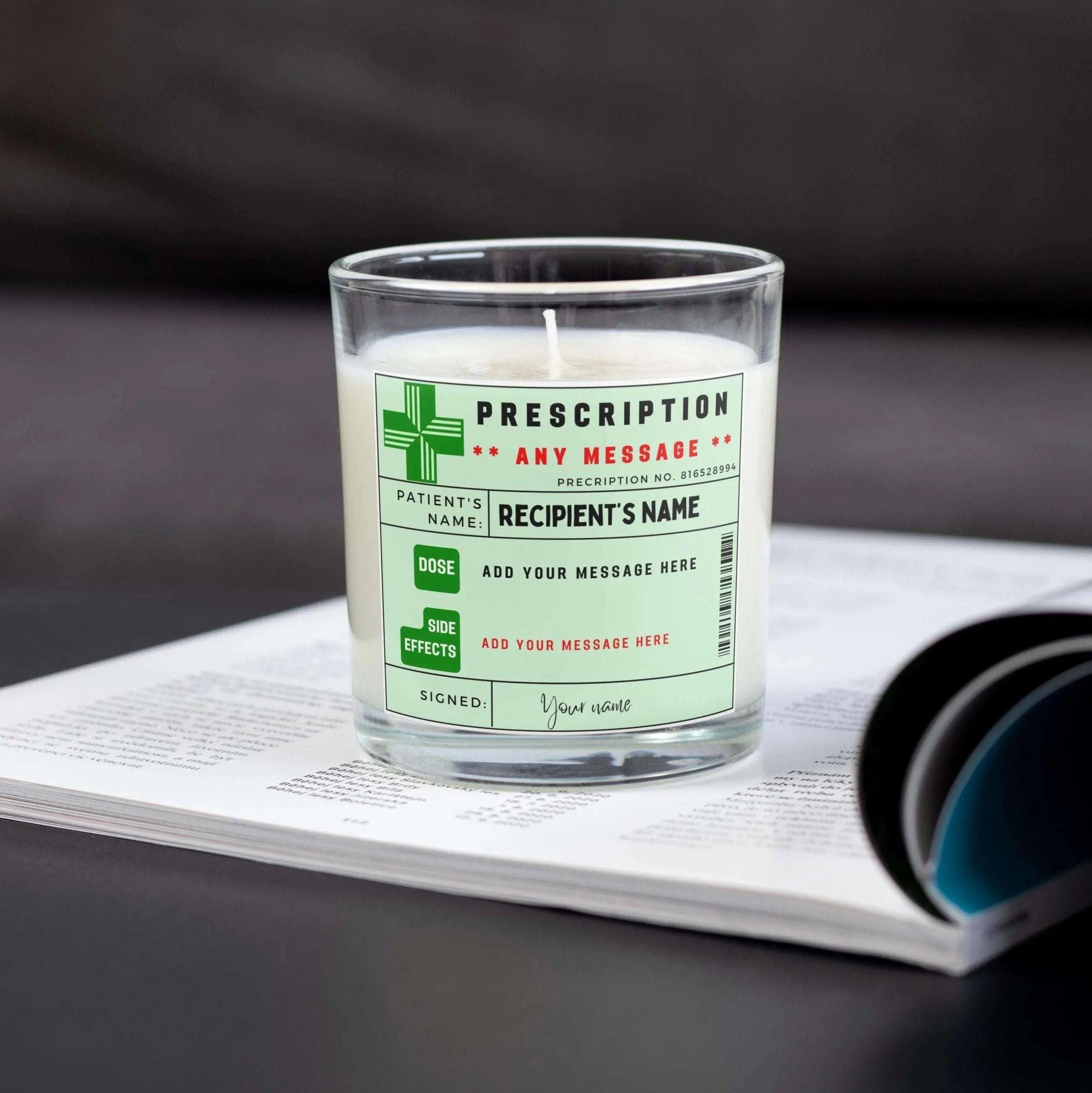 Funny Wine Prescription Personalised Candle | Novelty Wine Job | Funny Alcoholic Novelty Gift | Fun Gift for Friend | Family Member Candle Etsy