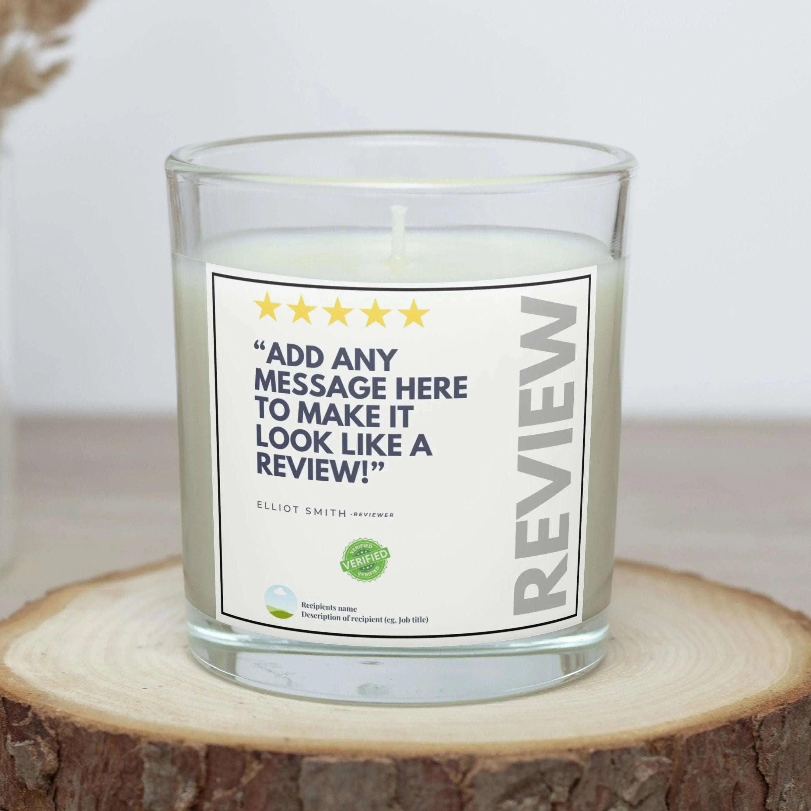 Funny Review Personalised Candle | Review Message Gift | Funny Review Joke Gift | Funny Secret Santa Gift | Funny Christmas Present Etsy