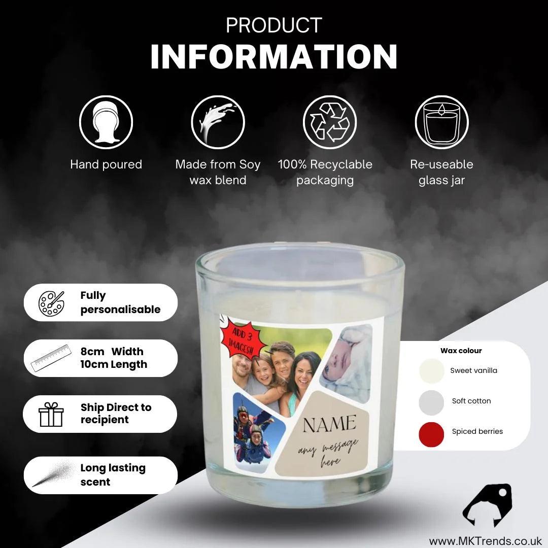4 Photo Any Message Personalised Candle | Photo Gift | Photo Candle Gift | Any Photo Upload | Add any Photo | Photo Personalised Gifts Etsy