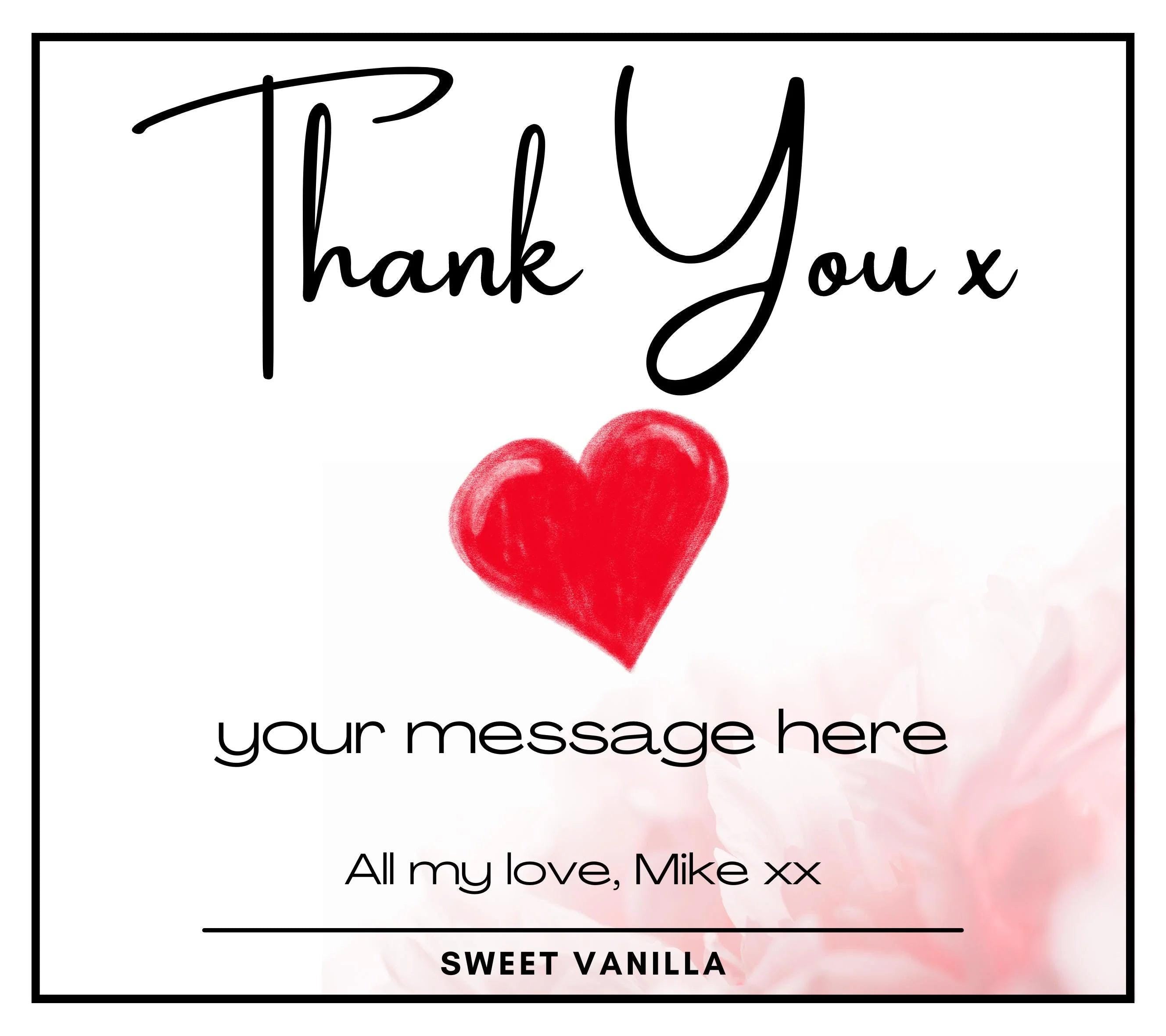 Thank You Love Heart Personalised Candle | Gift for Her | Thank You Gift | Custom Heart Message | Mum | Best Friend | Nanna | Mother In Law Etsy