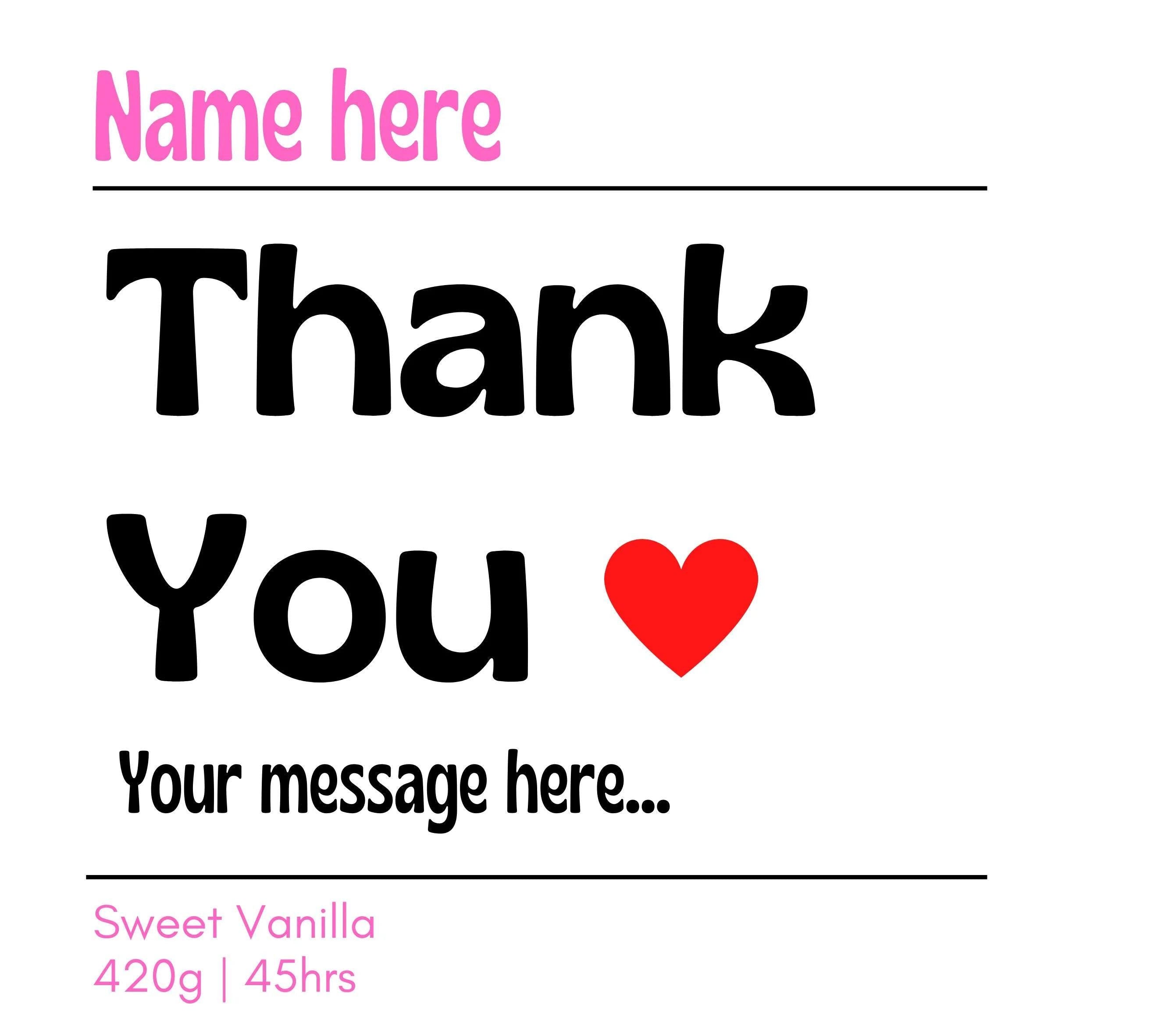 Thank You Name Personalised Candle | Gift for Her | Best Thank You Gift | Thank you with Love Candle | Appreciation Gift | Any Message Gifts Etsy