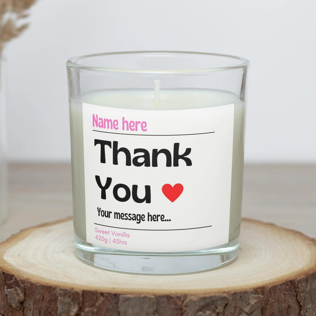 Thank You Name Personalised Candle | Gift for Her | Best Thank You Gift | Thank you with Love Candle | Appreciation Gift | Any Message Gifts Etsy
