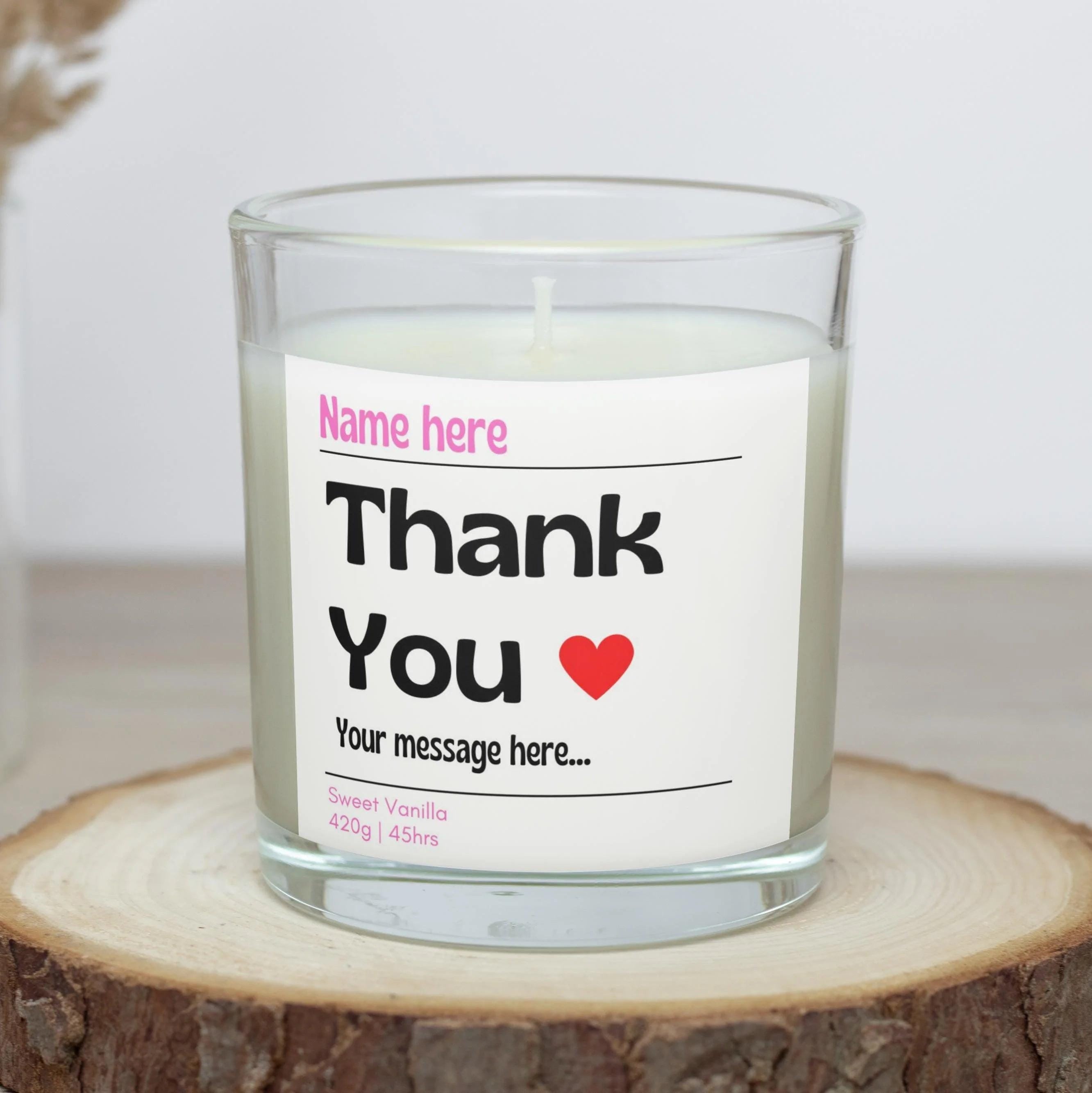 Thank You Name Personalised Candle | Gift for Her | Best Thank You Gift | Thank you with Love Candle | Appreciation Gift | Any Message Gifts Etsy