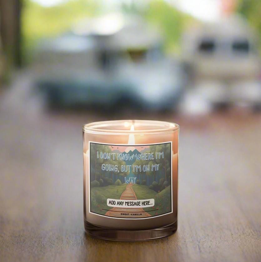 Vanlife On My Way Personalised Candle | Motorhome Candle | Travel Inspiration | Campervan Decoration | Vanlife Message Gift | Personalised Etsy