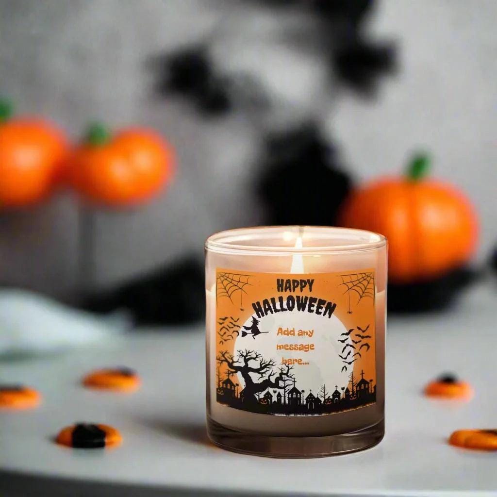 Happy Halloween Scene Personalised Candle | Halloween Decor | Spooky Halloween Ideas | Any Message Halloween Candle | Happy Halloween Party Etsy