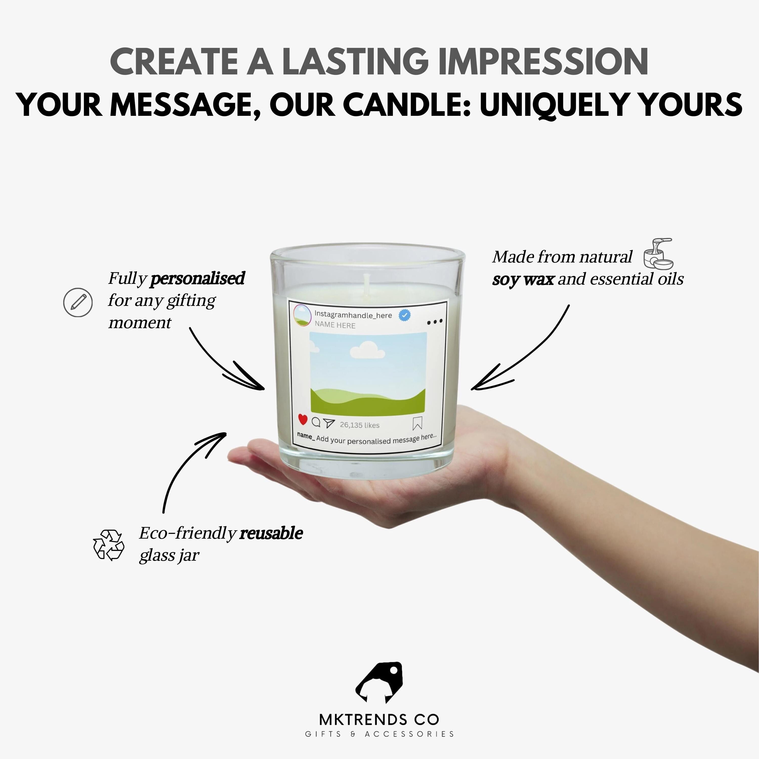 Instagram Post Personalised Candle | Instagram Lover Photo Gift | Gift for Instagram | Instagram Photo Candle | Photo Message Candle Gift Etsy