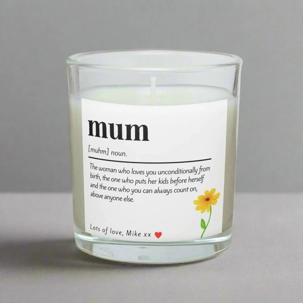 Mum Noun Personalised Candle | Mum Message Candle Gift | Gifts for Mums Birthday | Christmas | Thoughtful Gifts for Mum | Mum Noun Message Etsy