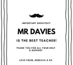 Teacher Shout Out Personalised Candle | Gifts for Teacher | End Of Term | Techer Present | School Leaver Gift | Leaving Gift | Best Teacher Etsy