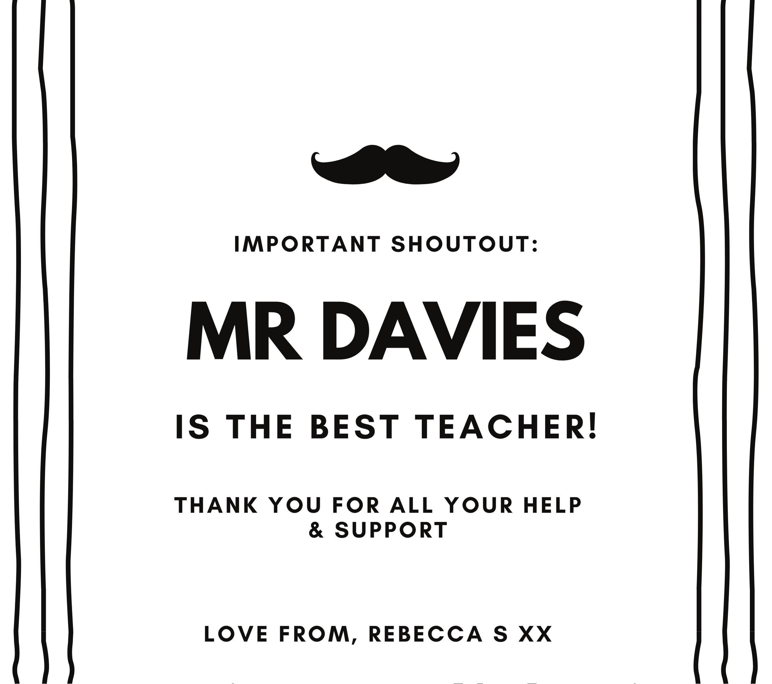 Teacher Shout Out Personalised Candle | Gifts for Teacher | End Of Term | Techer Present | School Leaver Gift | Leaving Gift | Best Teacher Etsy