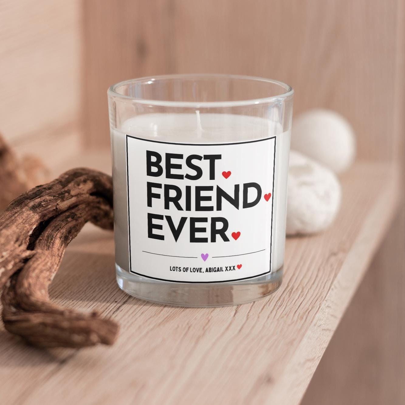 Best Friend Ever Hearts Personalised Candle Gift | Best Friend Gift | Thank You Best Friend | Best Gift for Friends Birthday | Friend Candle Etsy