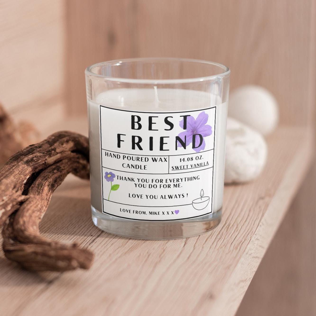 Best Friend Personalised Candle Gift | Bestie Candle | Friendship Gift | Candle with Message Gift | Best Friend Message Candle | Best Friend Etsy